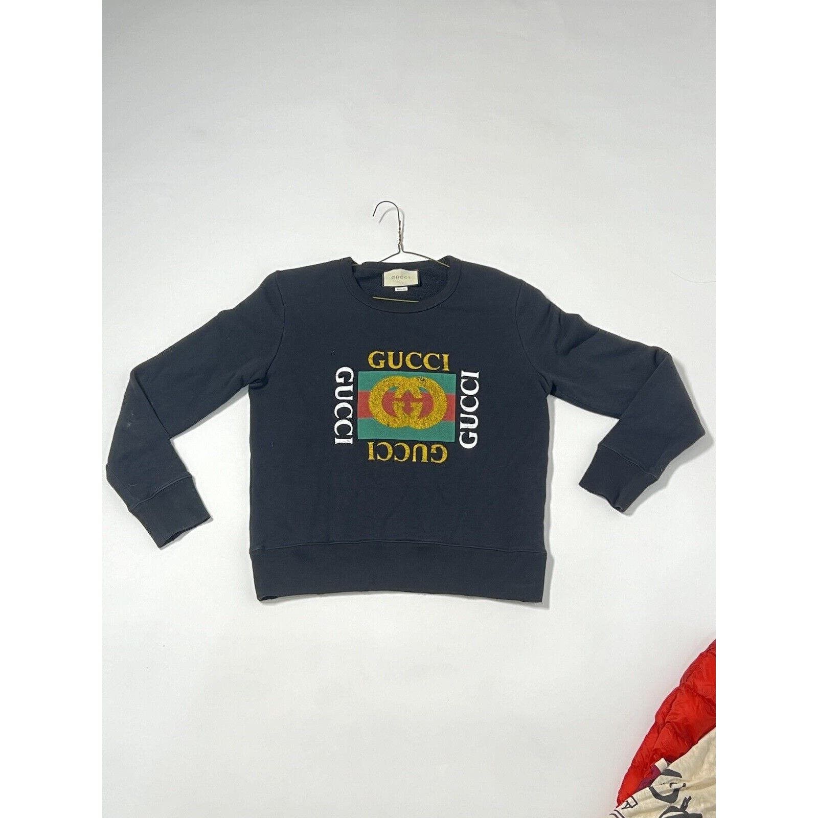 image of Gucci Printed Crewneck Black Sweatshirt - Size Xs, Men's