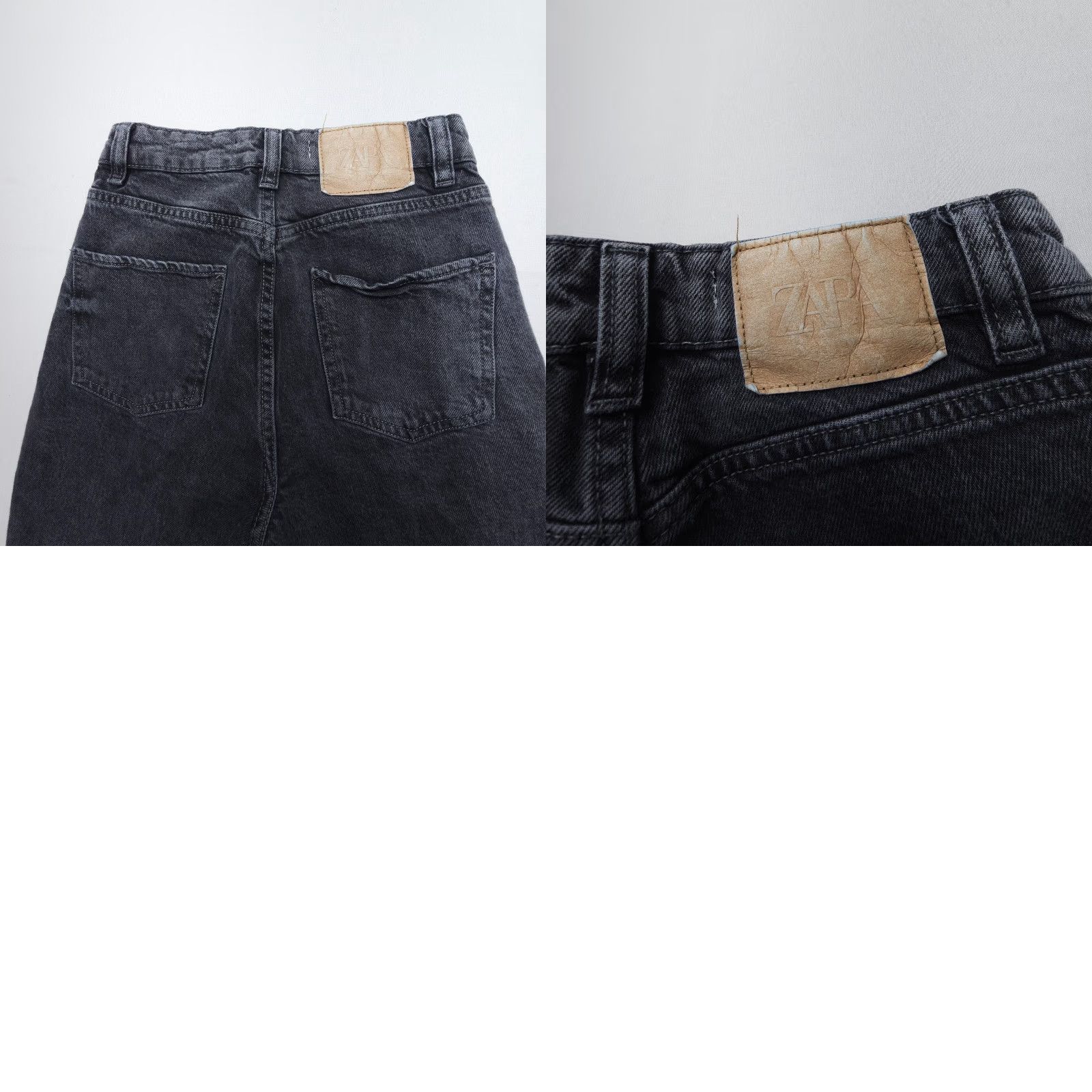 Zara Zara High Rise Mom Jeans Size 2 Black Denim Dark Wash Inseam 27" Regular 5-Pocket Logo Button Women Jeans Size 26" / US 2 / IT 38 - 8 Thumbnail