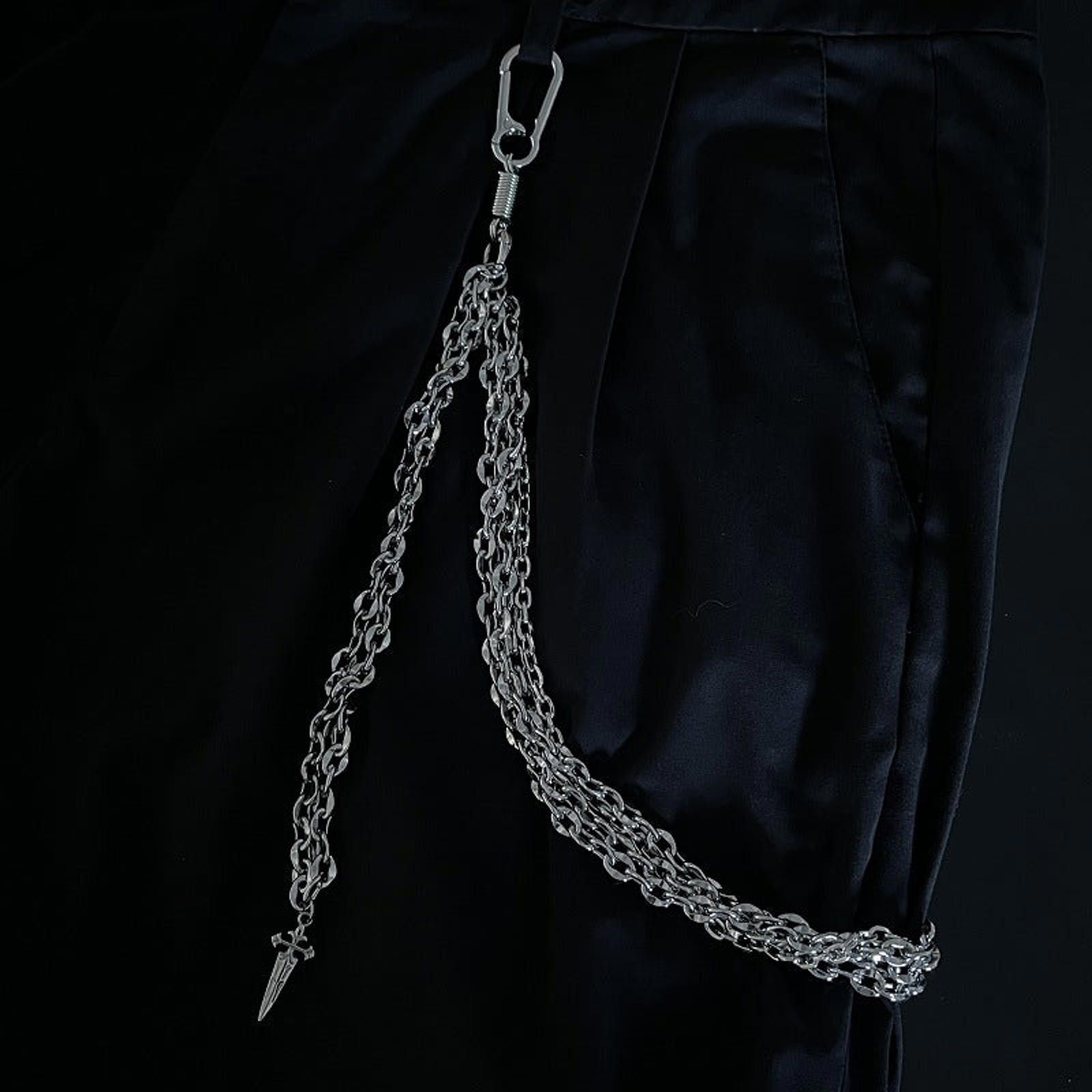 Jewelry Silver Multi-Strand Chain Wallet Chain with Clips Size ONE SIZE - 1 Thumbnail