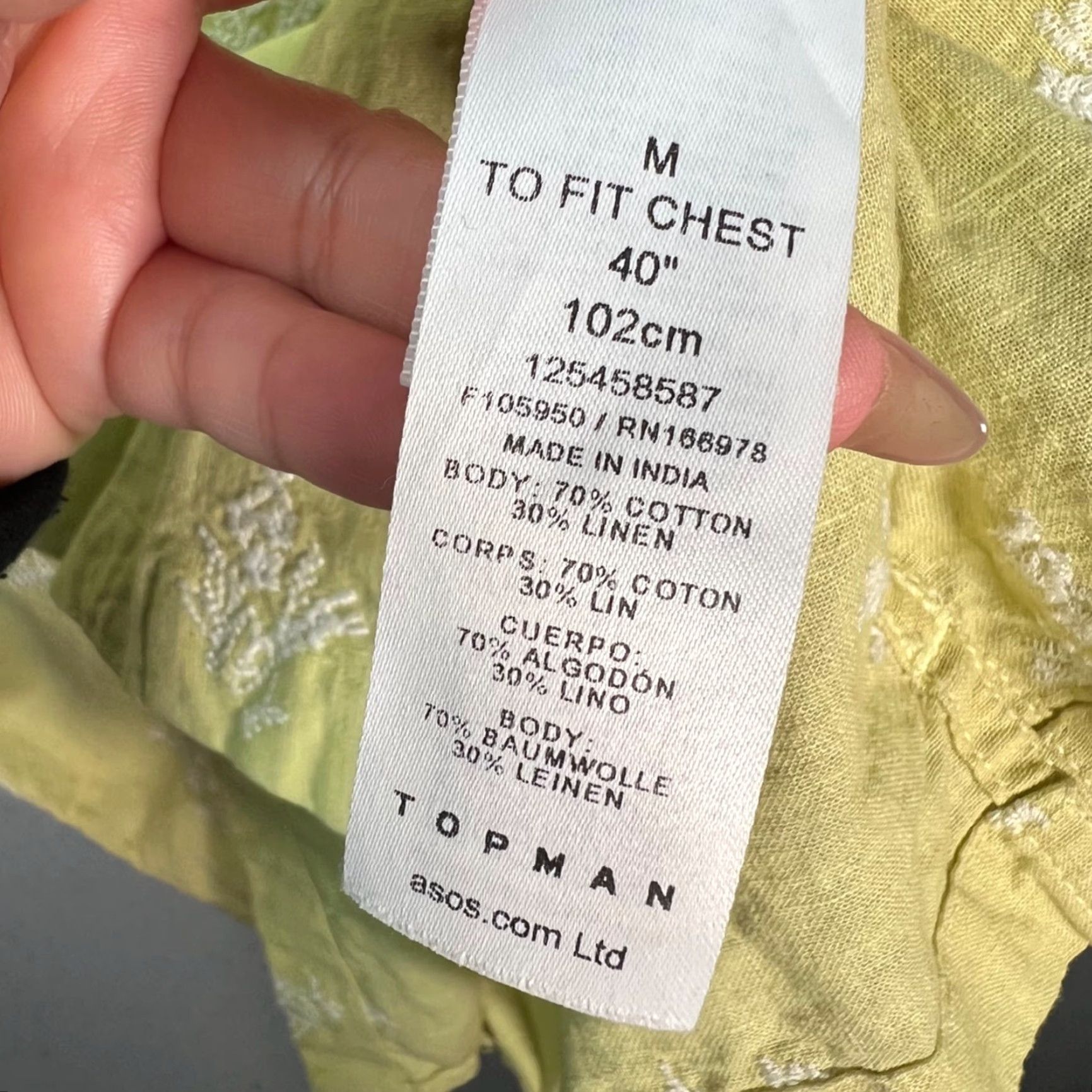 Topman Topman Womens Button-Up Shirt Yellow Floral Embroidered Short Sleeve Cotton Linen Size M Size M / US 6-8 / IT 42-44 - 4 Thumbnail