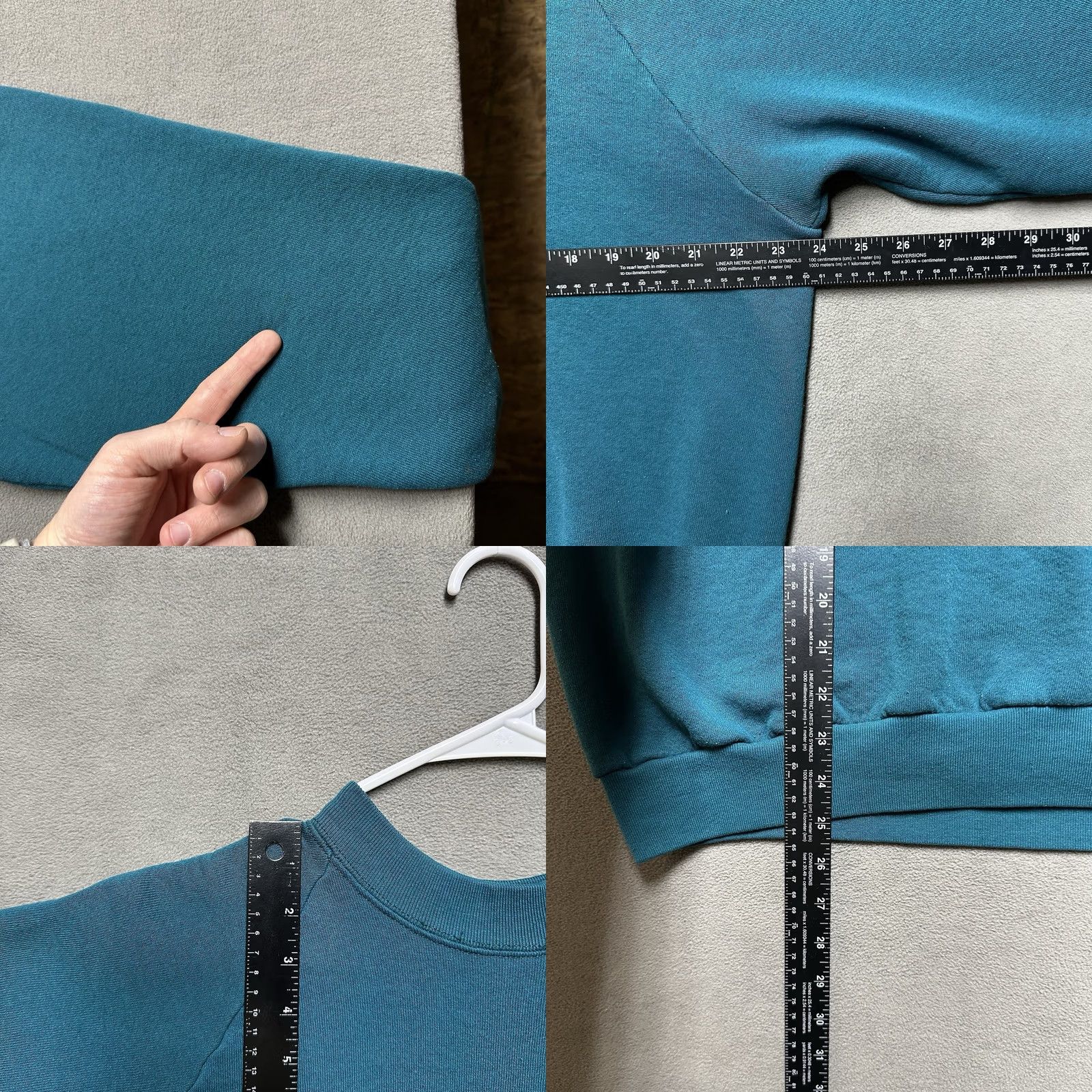 Fruit Of The Loom Vintage Fruit of the Loom Sweatshirt Womens XL Teal Blank Crewneck USA 90s Size XL / US 12-14 / IT 48-50 - 9 Thumbnail