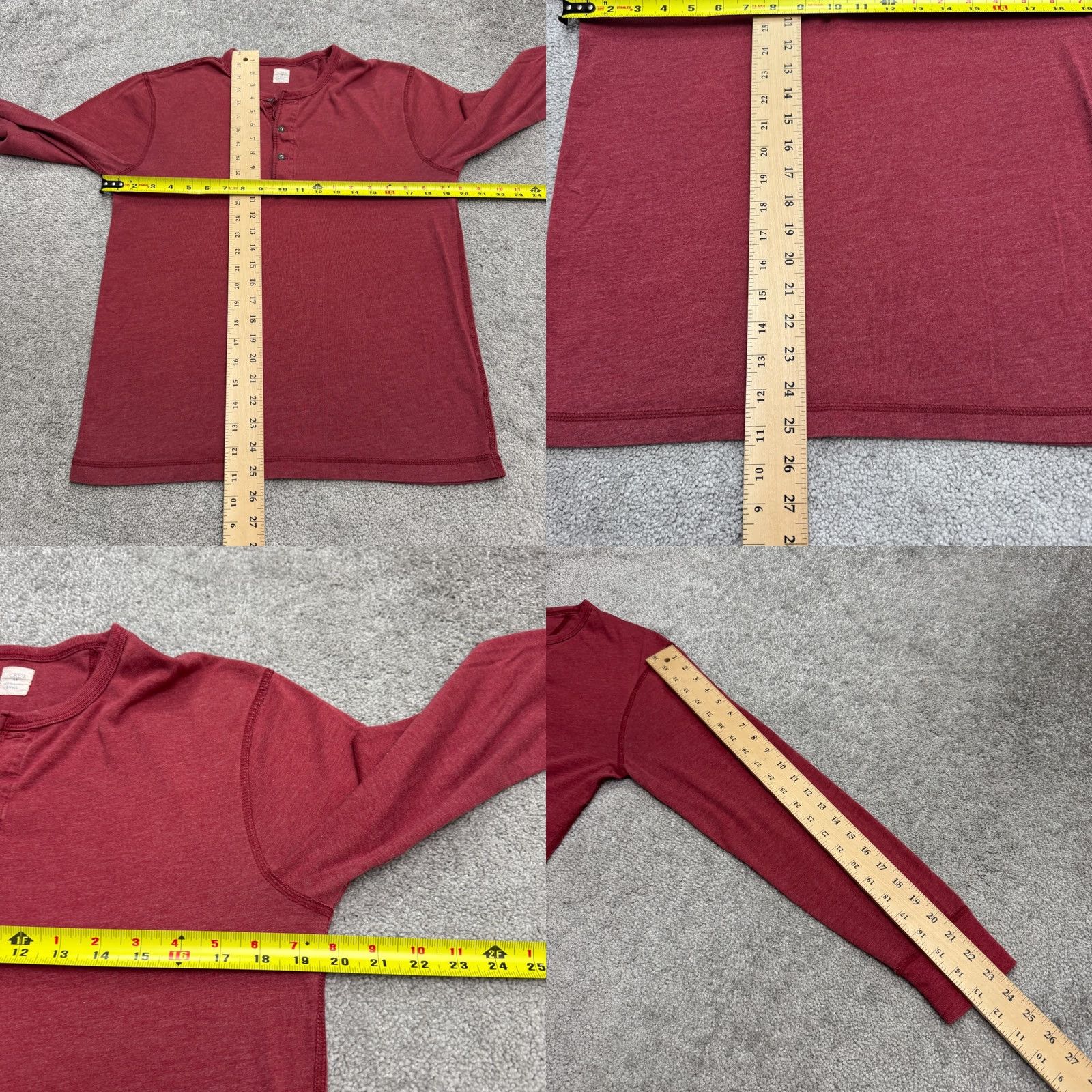 Everlane J.Crew Marled Cotton Henley Shirt Mens Small Red Long Sleeve Stretch Casual Top Size US XL / EU 56 / 4 - 8 Thumbnail