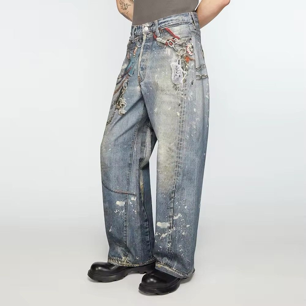 Designer Streetwear Skull Washed Gothic Baggy Pants Size US 30 / EU 46 - 2 Thumbnail
