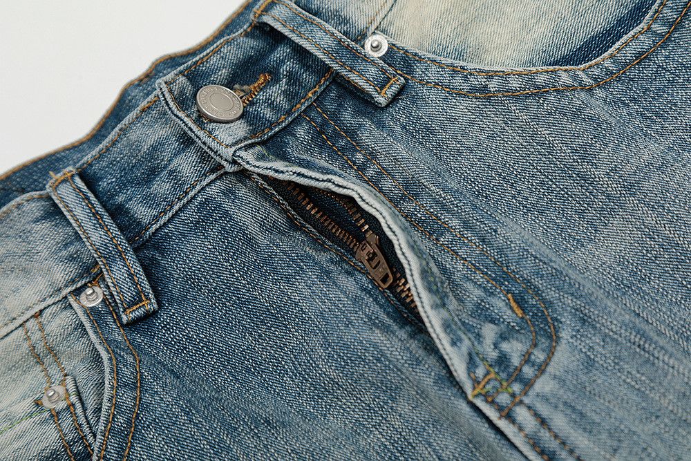 Vintage American street washed bamboo pattern curved jeans for men Size US 32 / EU 48 - 3 Thumbnail