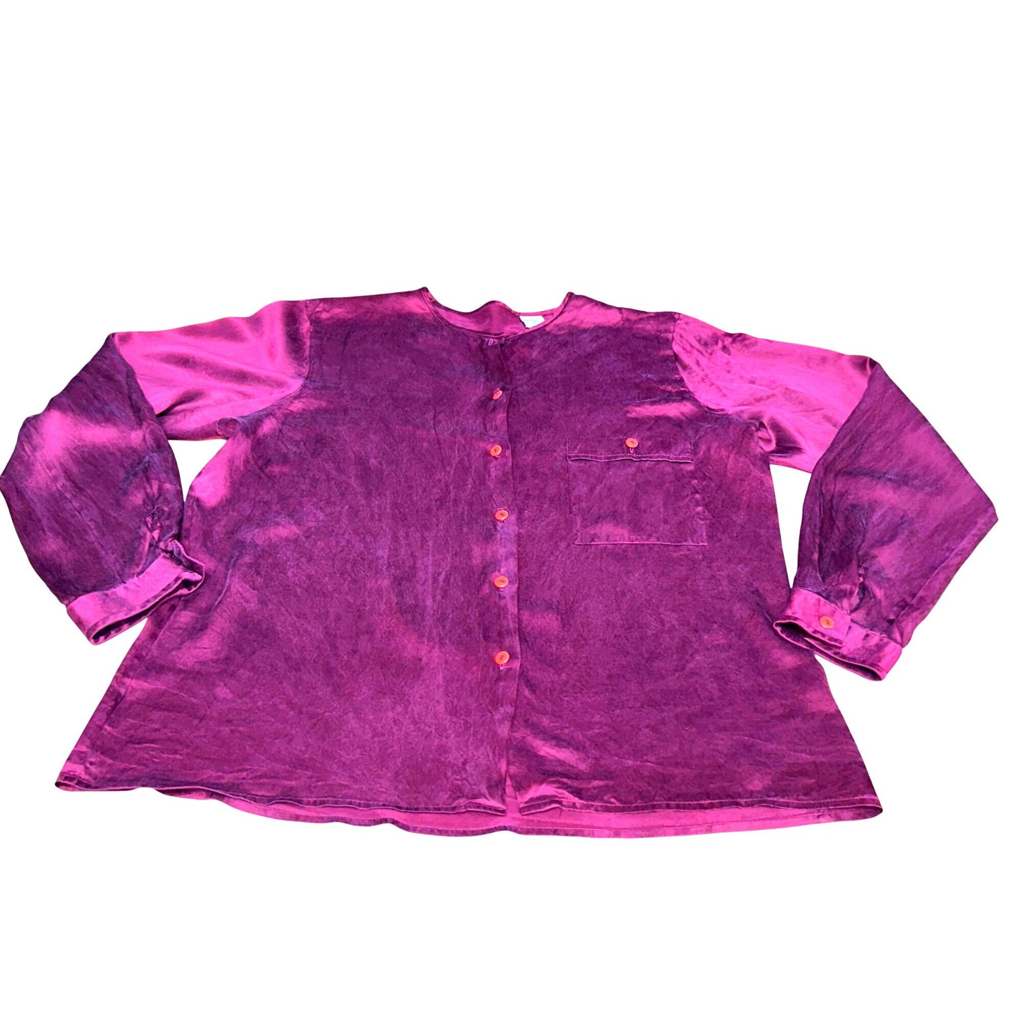 Other Vintage All Silk Blouse by Jonathan Logan 14 Magenta Long Sl Size XL / US 12-14 / IT 48-50 - 9 Thumbnail