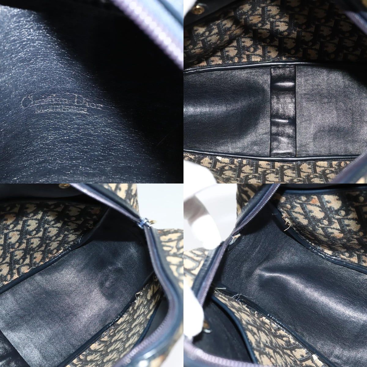 Dior DIOR Trotter Canvas Hand Bag Navy Gold Size ONE SIZE - 11 Thumbnail