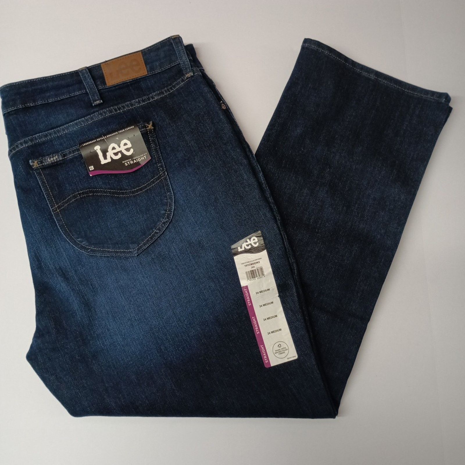 Lee Lee Regular Fit Straight Leg Jeans Women's 24 Medium Blue Size 42" / US 20 - 1 Thumbnail