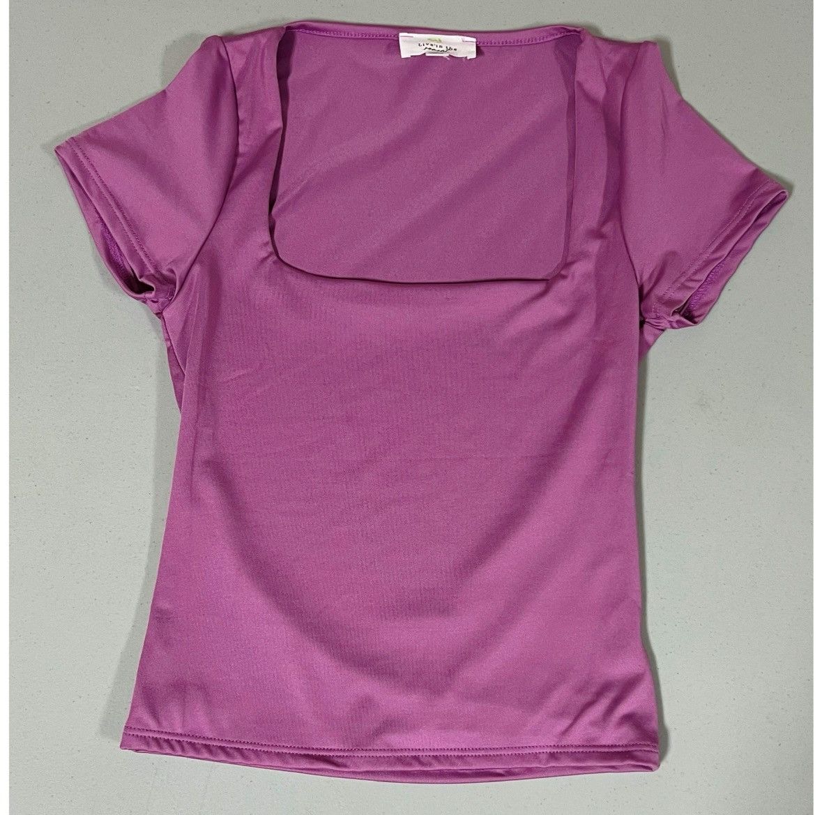 Japanese Brand Purple Square-Neck Short Sleeve Shirt Top Tee Blouse XS 🔮✨ Size XS / US 0-2 / IT 36-38 - 2 Thumbnail