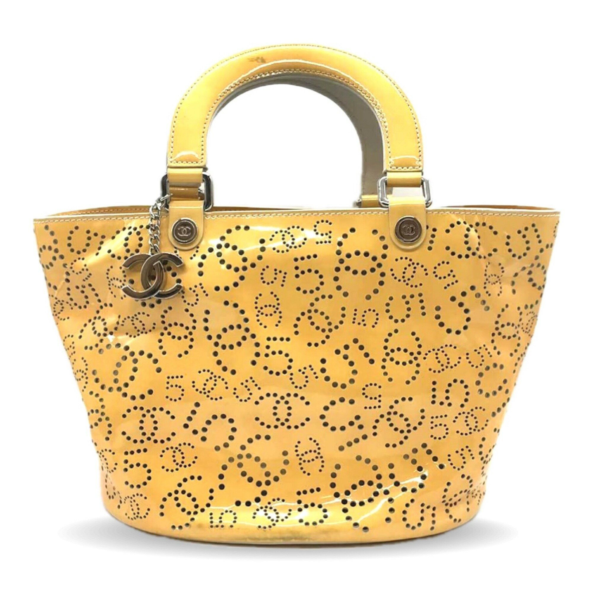 Chanel handbag enamel punching tote No5 yellow ladies CHANEL