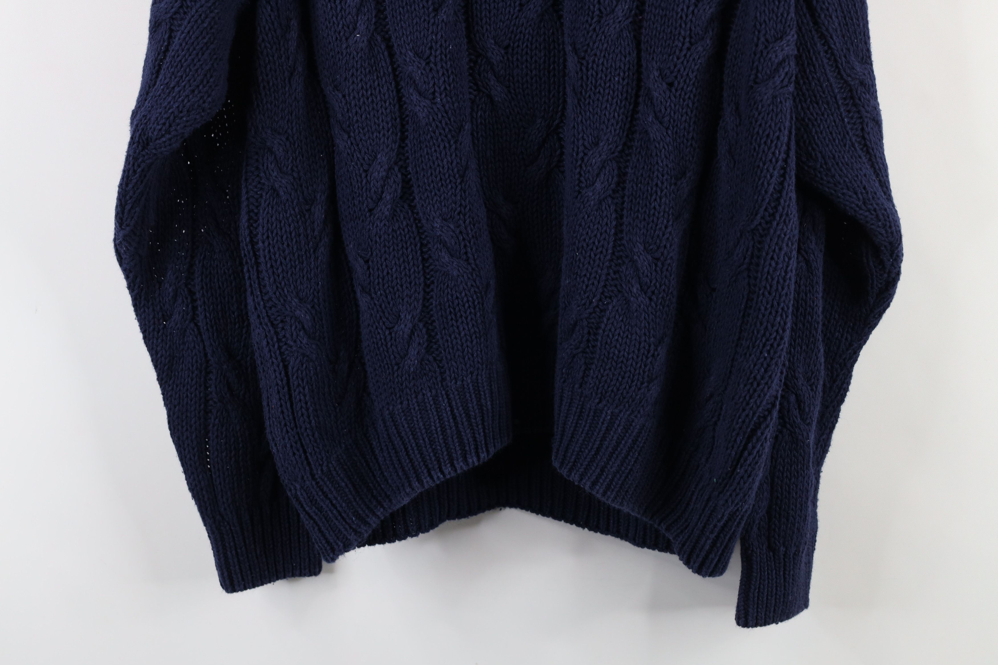 Vintage Vintage 90s Streetwear Cable Knit Henley Sweater Navy Blue Size S / US 4 / IT 40 - 8 Thumbnail