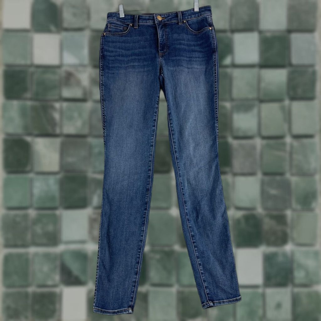 Vintage KUT from the Kloth Fab AB Mia Toothpick Skinny Jeans Womens High-Rise Size 6 Blue Denim 30" Waist 30" Inseam Regular Fit City Hippie 5-Pocket Womens Size 28" / US 6 / IT 42 - 1 Thumbnail