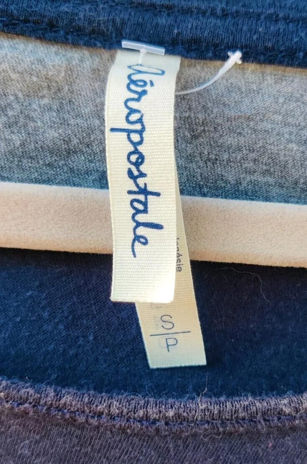 Aeropostale Aeropostale Gray & Navy Blue Striped Blouse Dolman Sleeve Sm Size S / US 4 / IT 40 - 6 Thumbnail