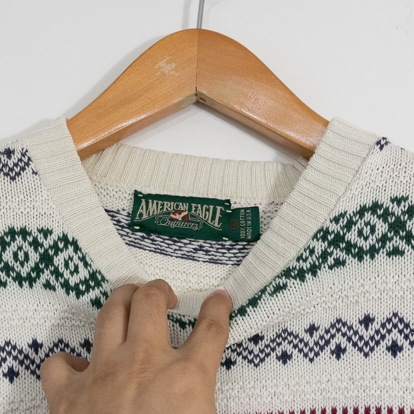 American Eagle Outfitters Vintage American Eagle Fair Isle Cotton Sweater Mens Large Size US L / EU 52-54 / 3 - 5 Thumbnail