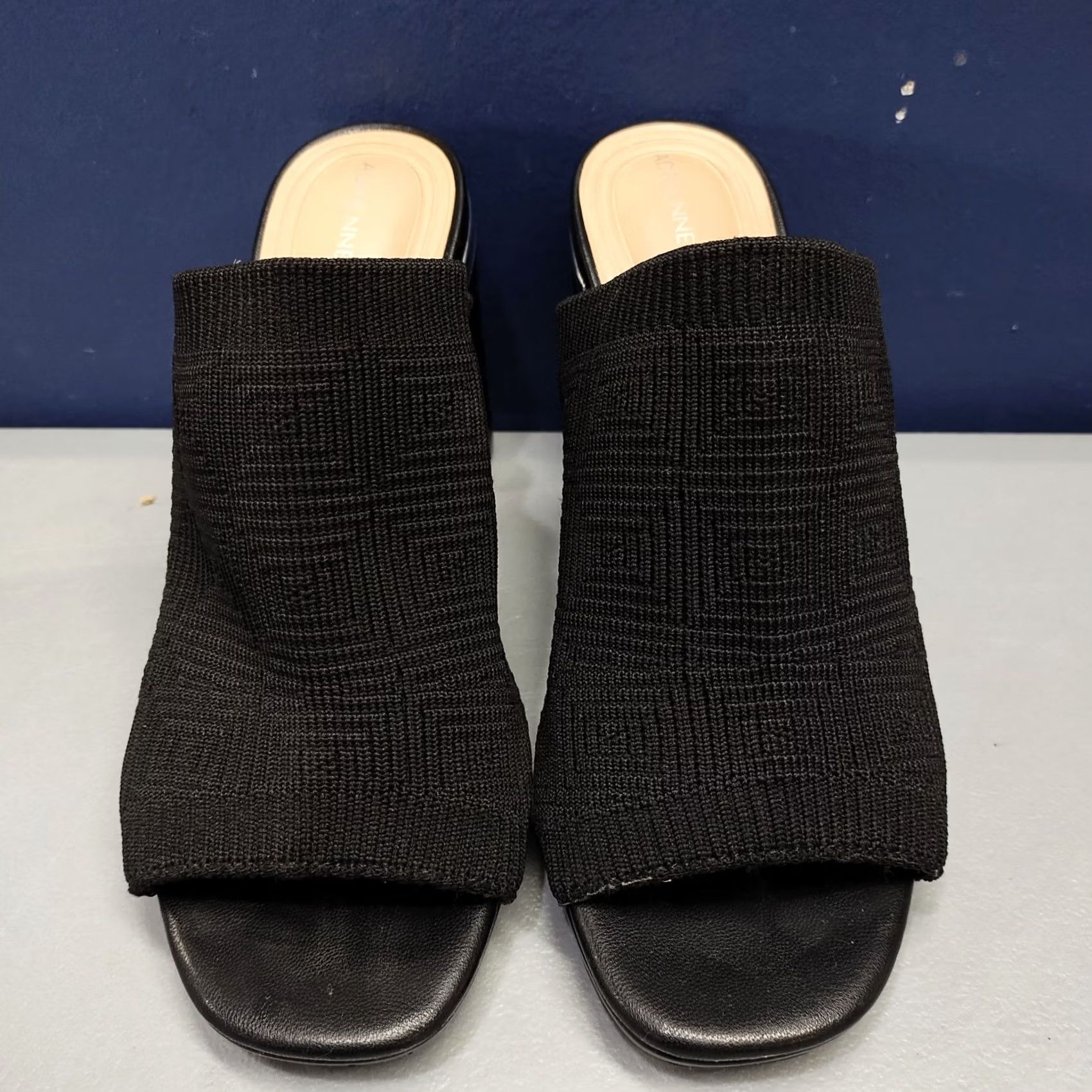 Vintage Adrienne Vittadini Aimie Heeled Slide Sandals Womens Size 5M Black Stretch Knit Size US 5 / IT 35 - 2 Thumbnail