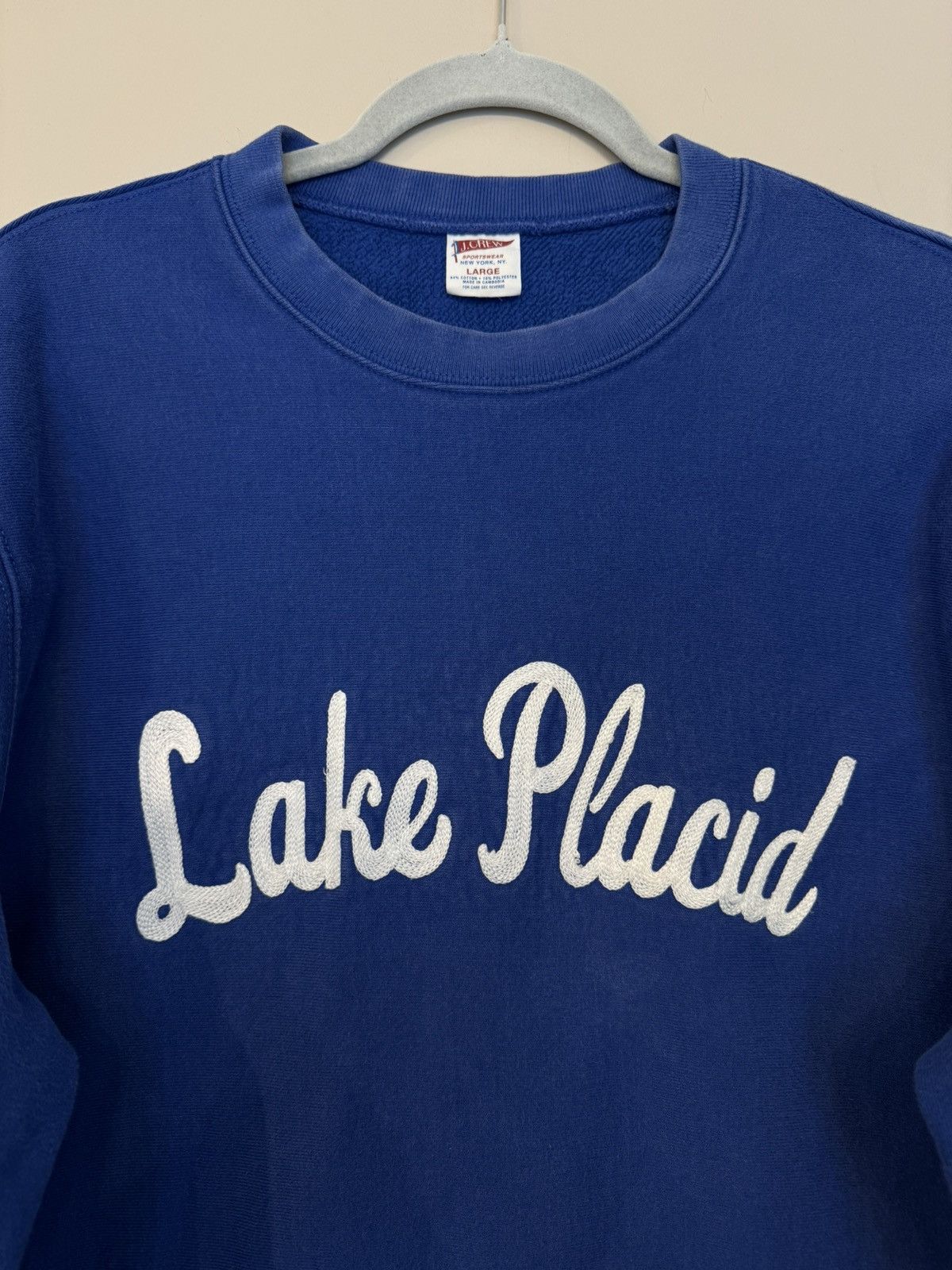 Vintage Lake Placid USA rare sweatshirt blue 90s rare Size US L / EU 52-54 / 3 - 3 Thumbnail