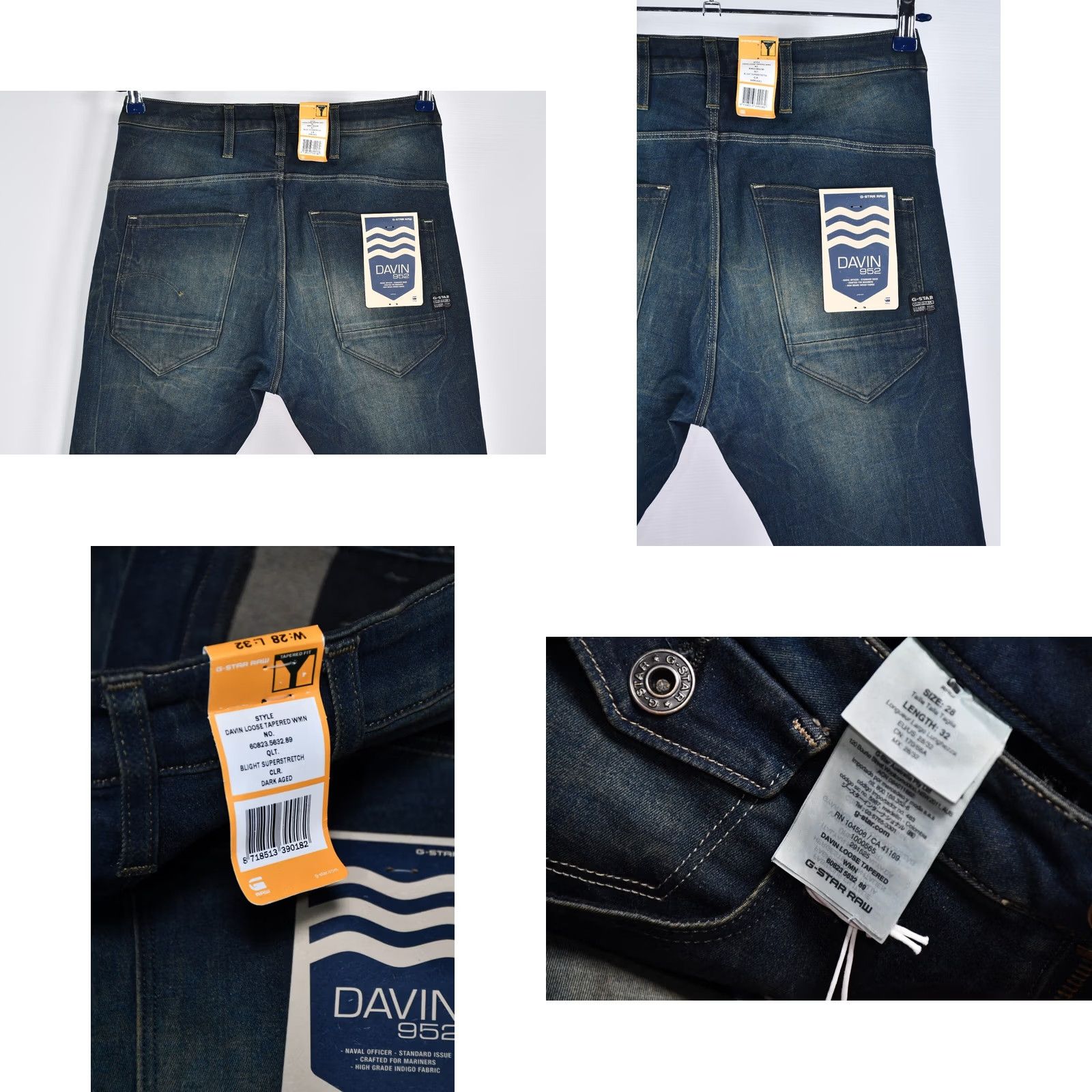 G-Star G-Star Raw Davin Loose Tapered Blight Superstretch Denim Women's W28 L32 Jeans Size ONE SIZE - 8 Thumbnail