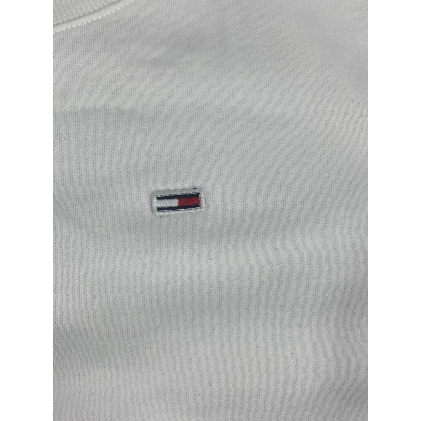 Tommy Hilfiger VINTAGE Tommy Hilfiger White Sweatshirt L Distressed Worn 90s Style Pullover Sweater Cotton Blend Hip Hop Mens Size L / US 10 / IT 46 - 4 Thumbnail