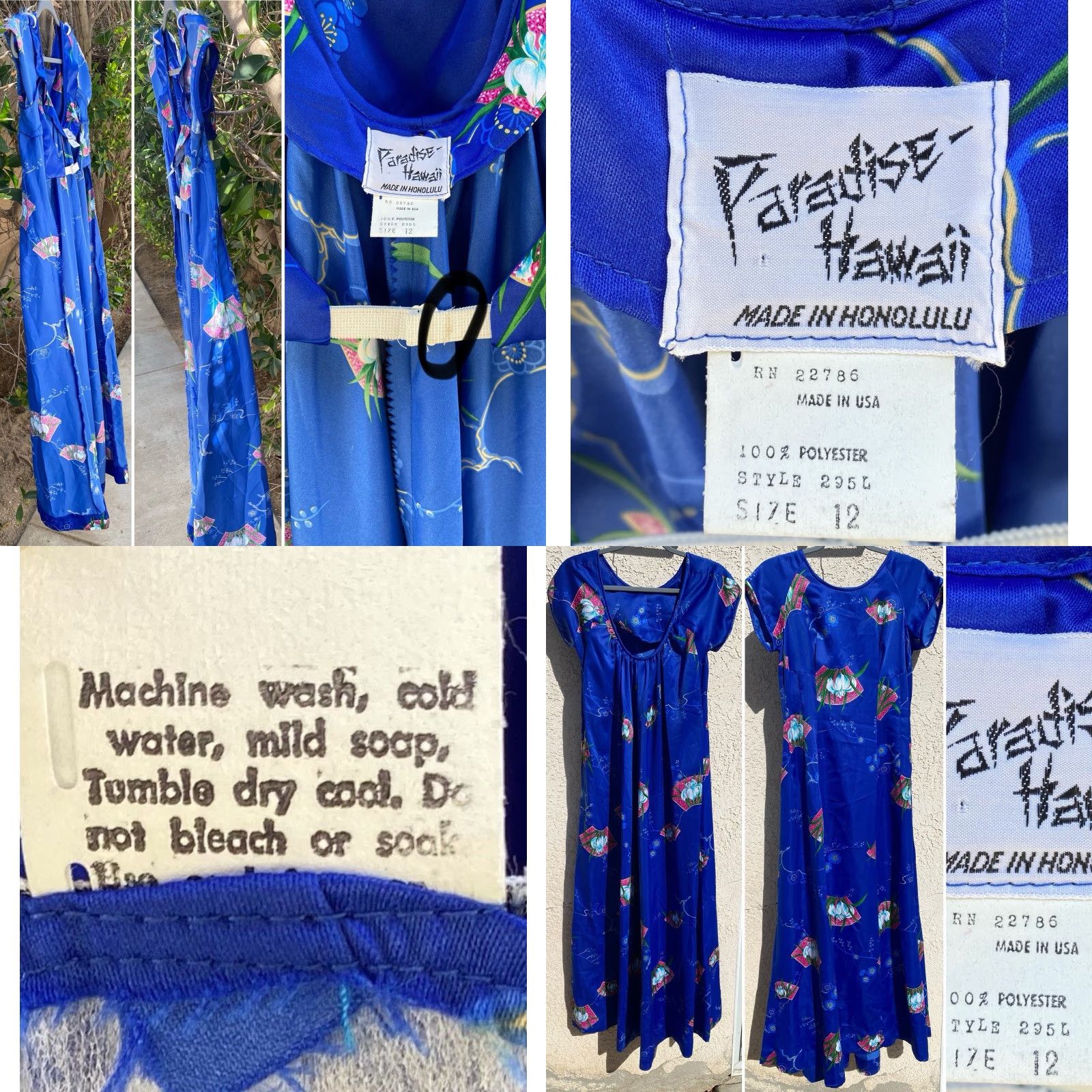 Vintage Paradise Hawaii Made In Honolulu Vintage Hawaiian Dress Tiki Aloha Maxi Size 12 Blue 12 Paradise Hawaii Vintage Hawaii Dress Maxi Size 12 Blue Womens Size XL / US 12-14 / IT 48-50 - 8 Thumbnail