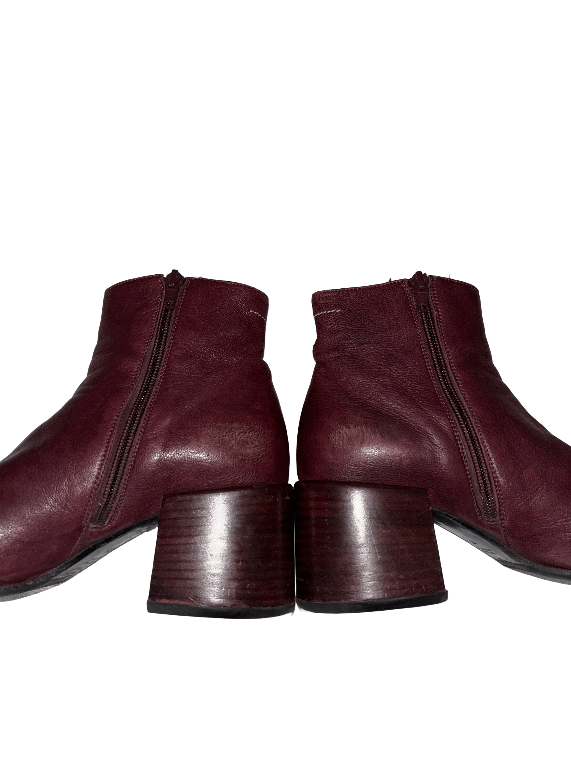 Maison Margiela Maison Margiela Burgundy Leather Ankle Boots Size US 6.5 / IT 36.5 - 2 Thumbnail
