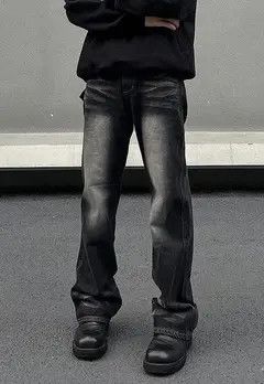 Other Black Washed Stacked Flare Denim Jeans Size US 32 / EU 48 - 5 Thumbnail