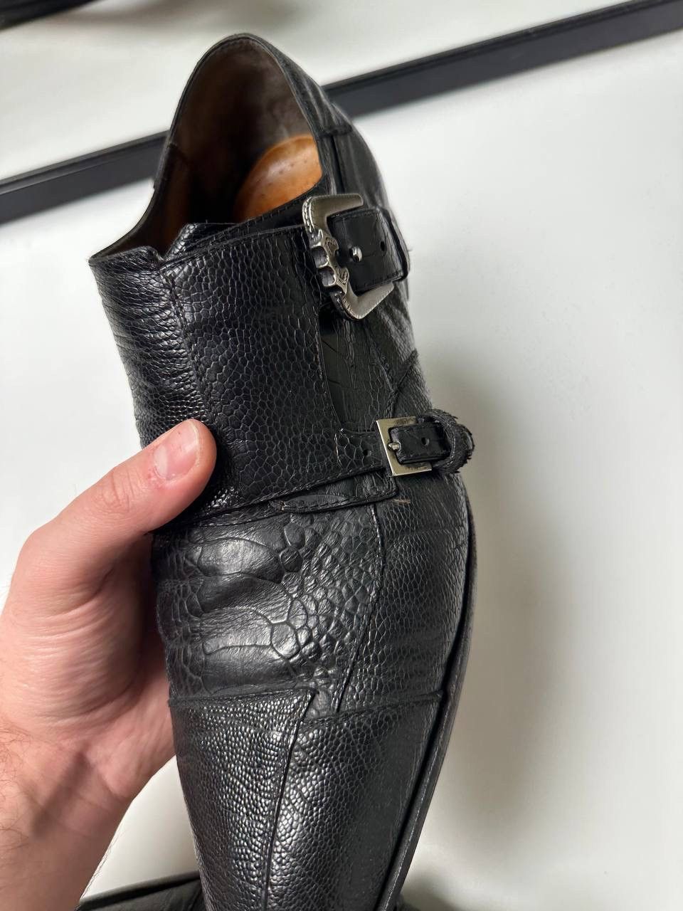 Paciotti Cesare Paciotti Black Embossed Reptile Texture Vintage Shoes Size US 9 / EU 42 - 13 Thumbnail