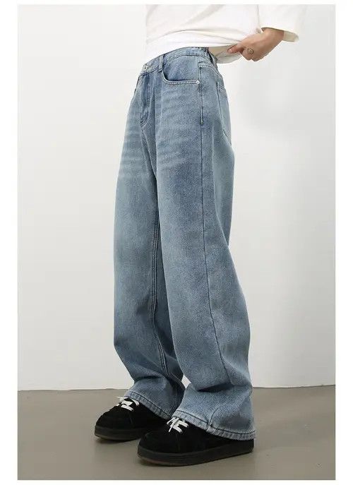Japanese Brand × Jean Vintage elastic waist American loose wide leg straight jeans Size US 32 / EU 48 - 3 Thumbnail