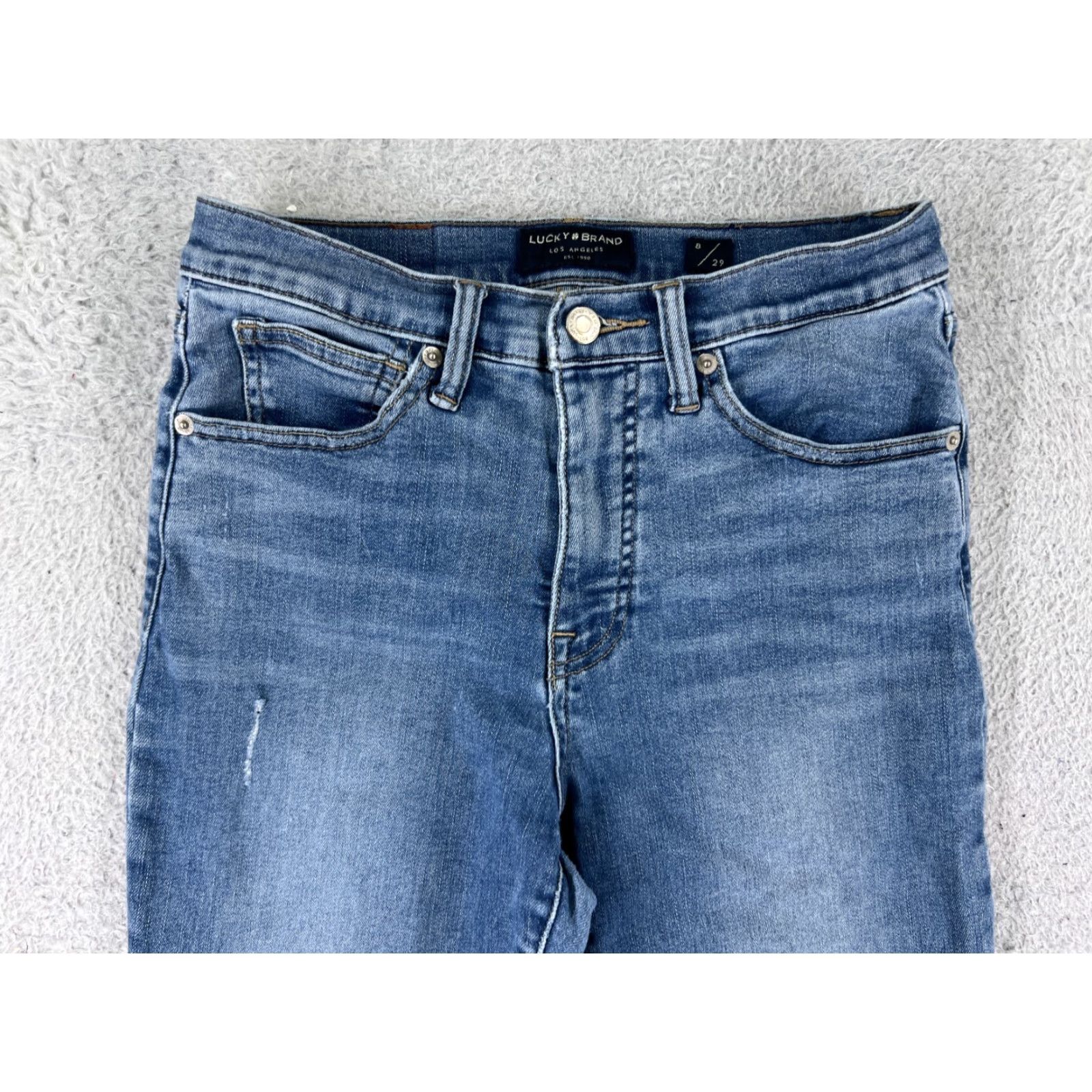 Lucky Brand Lucky Brand Jeans Women's 8 Blue Denim Bridgette Skinny Crop Distressed Cropped 5-Pocket Denim Jeans Size 30" / US 8 / IT 44 - 7 Thumbnail