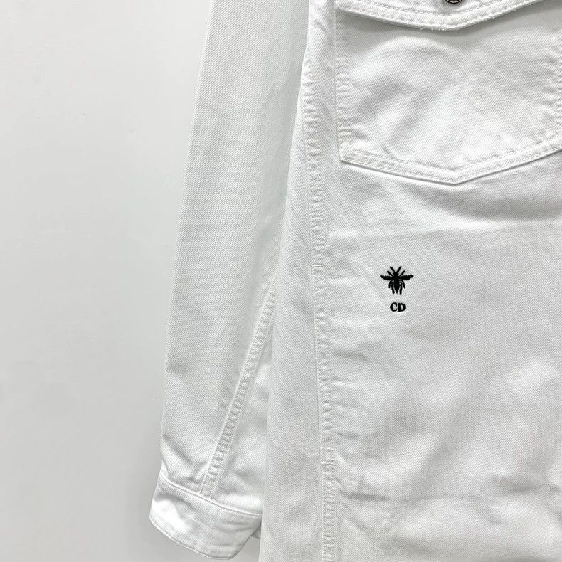 Dior Dior White logo bee embroidery cotton denim jacket 2503-Nex Size XS / US 0-2 / IT 36-38 - 4 Thumbnail