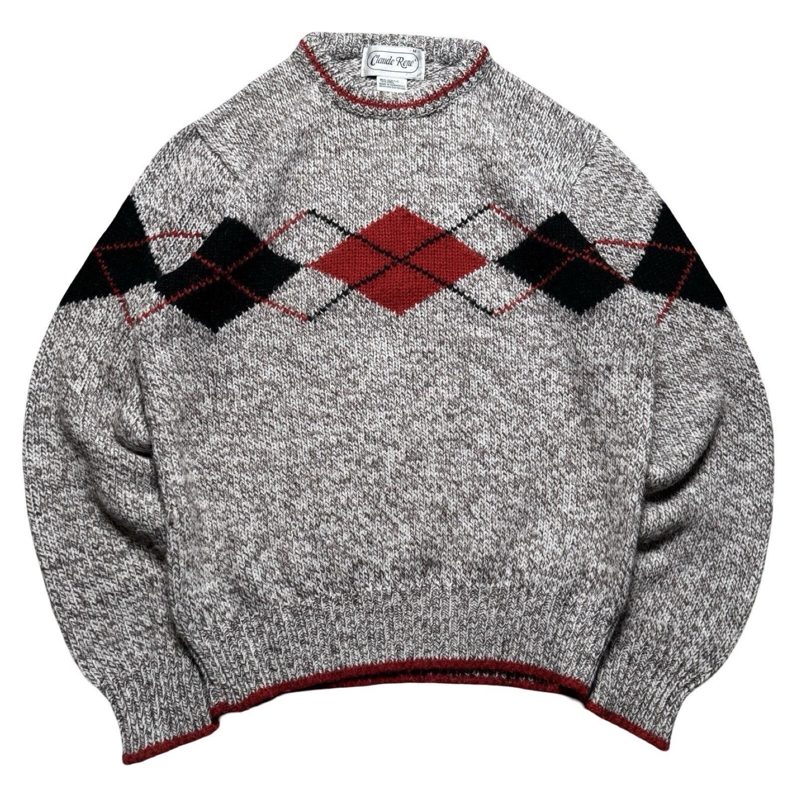 Vintage Vintage Claude Rene Argyle Sweater Knit Red Grey Women's M Size M / US 6-8 / IT 42-44 - 1 Thumbnail