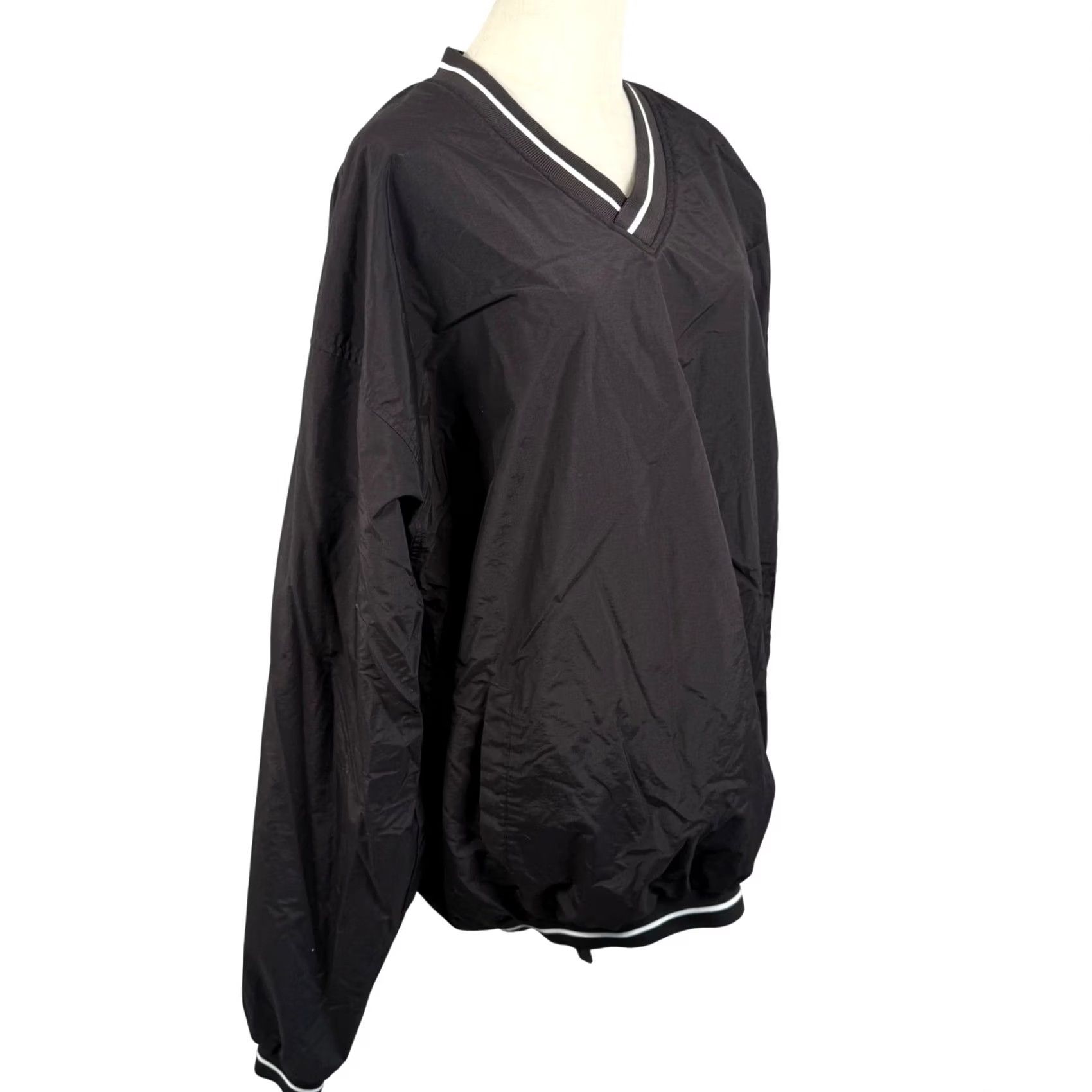 Vintage Rawlings Windbreaker Pullover Black V-Neck Striped Trim 3XL Big & Tall Mens Jacket Sportswear Size US XXL / EU 58 / 5 - 3 Thumbnail