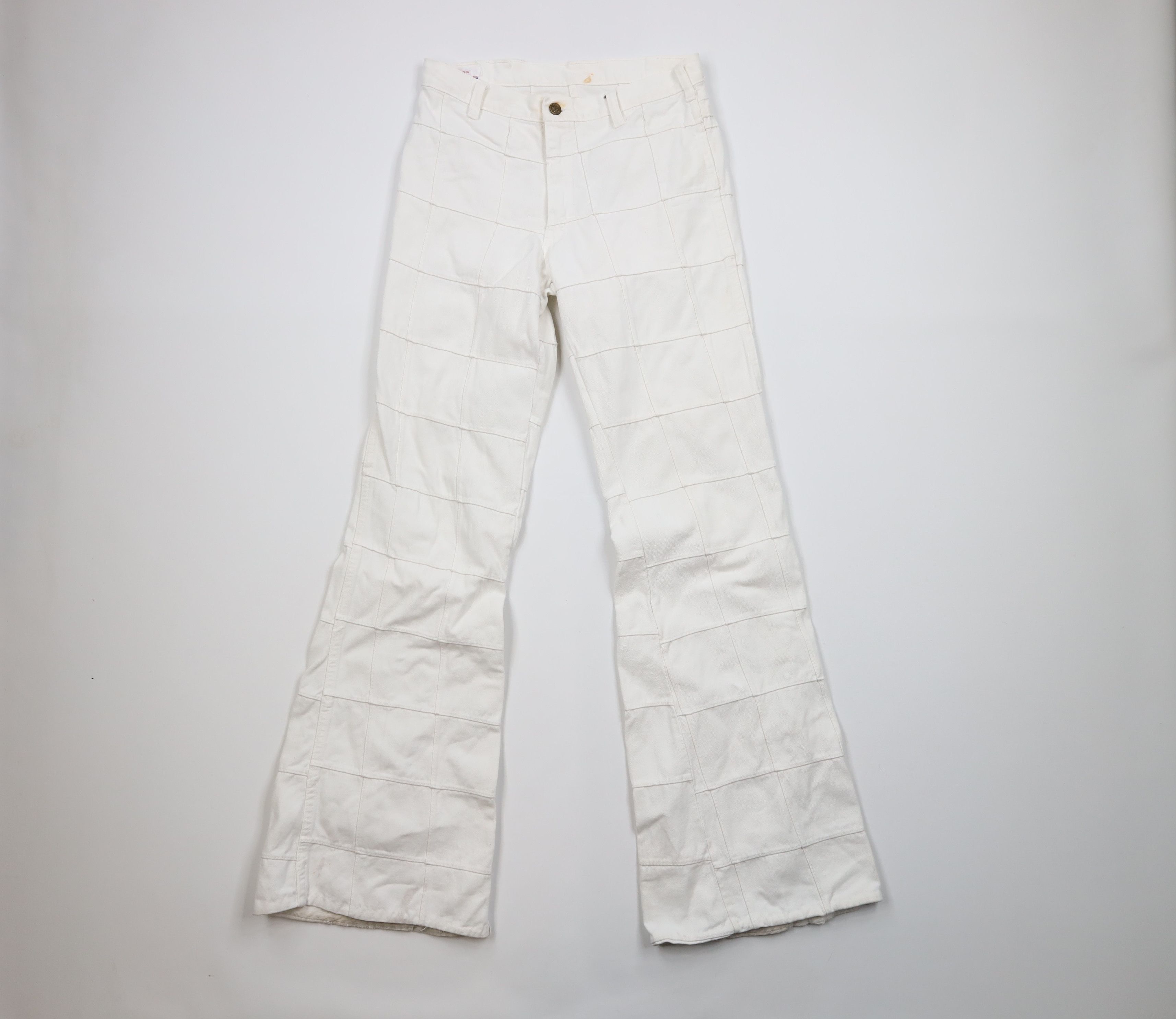 Vintage Vintage 70s Streetwear Patchwork Bell Bottoms Jeans White Size US 30 / EU 46 - 1 Thumbnail