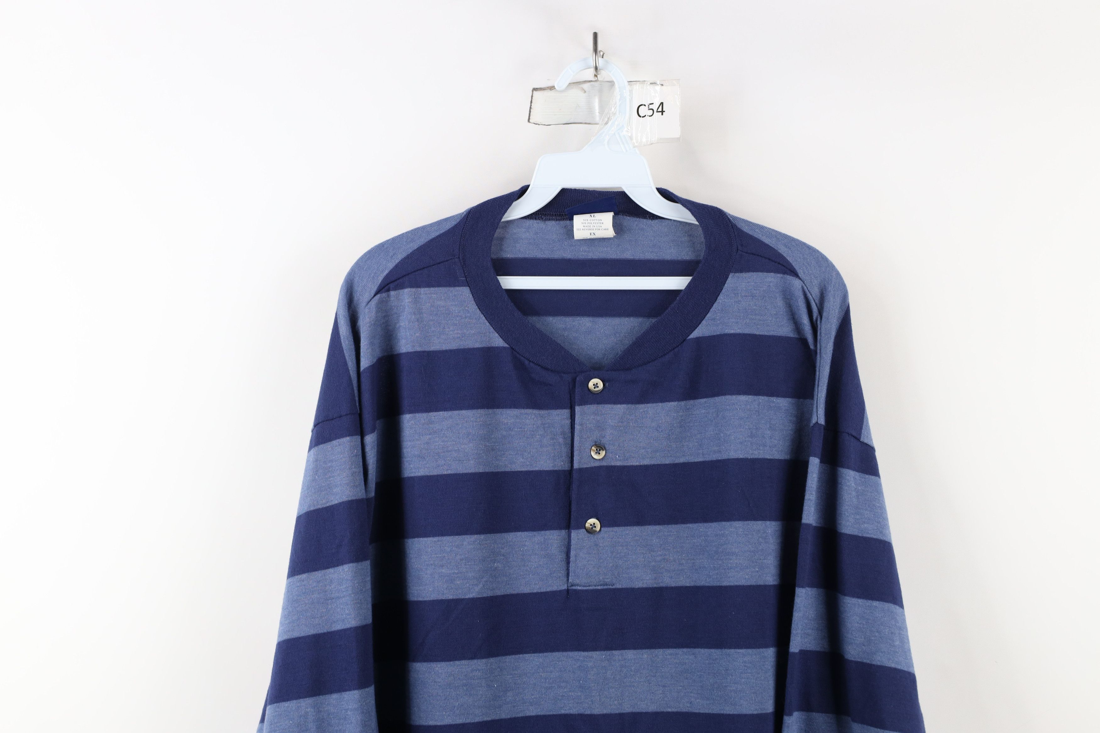 Vintage Vintage 90s Streetwear Block Long Sleeve Henley T-Shirt USA Size US XL / EU 56 / 4 - 2 Thumbnail