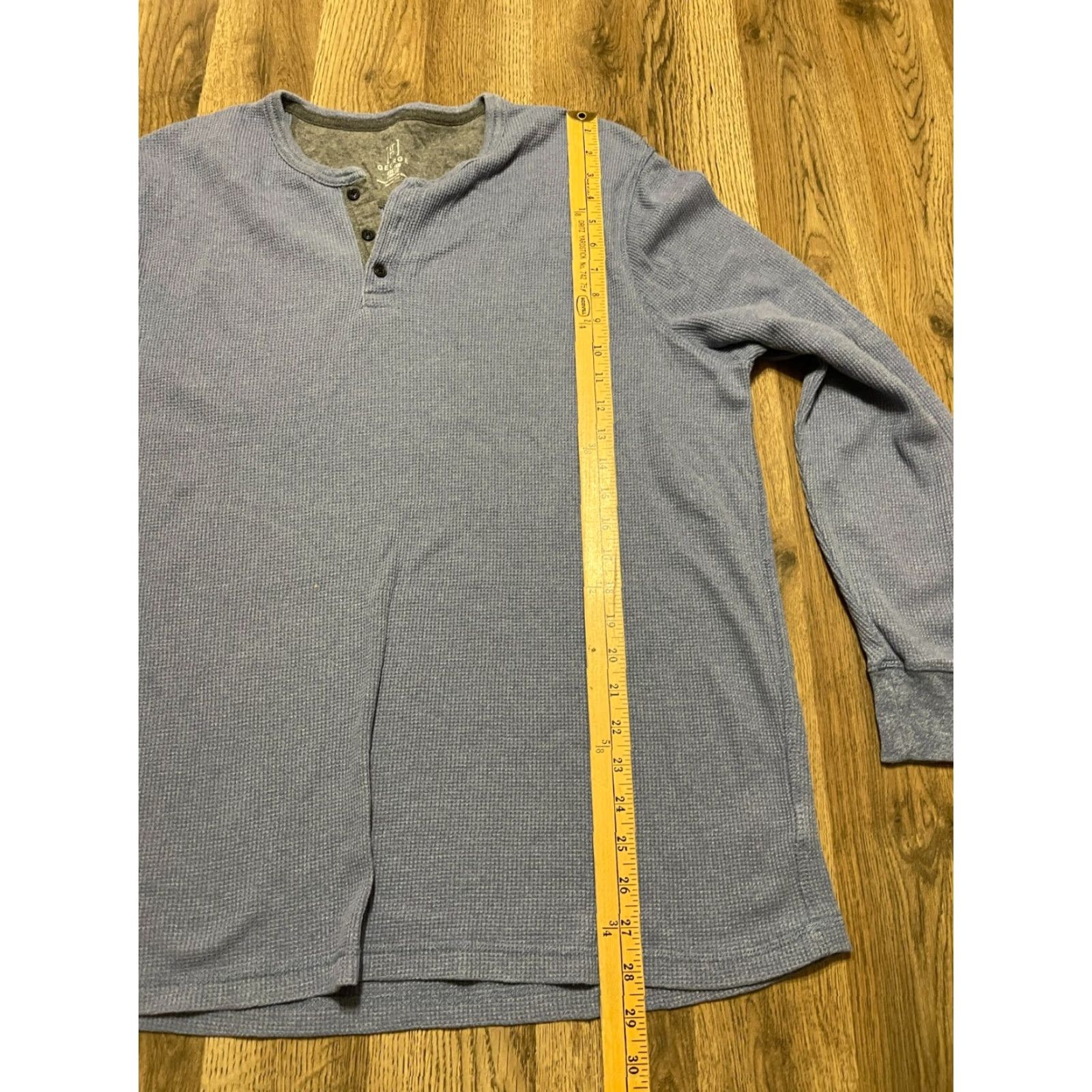 George George Men's 2XL Blue Long Sleeve Henley Shirt Size XXL / US 16-18 / IT 52-54 - 6 Thumbnail