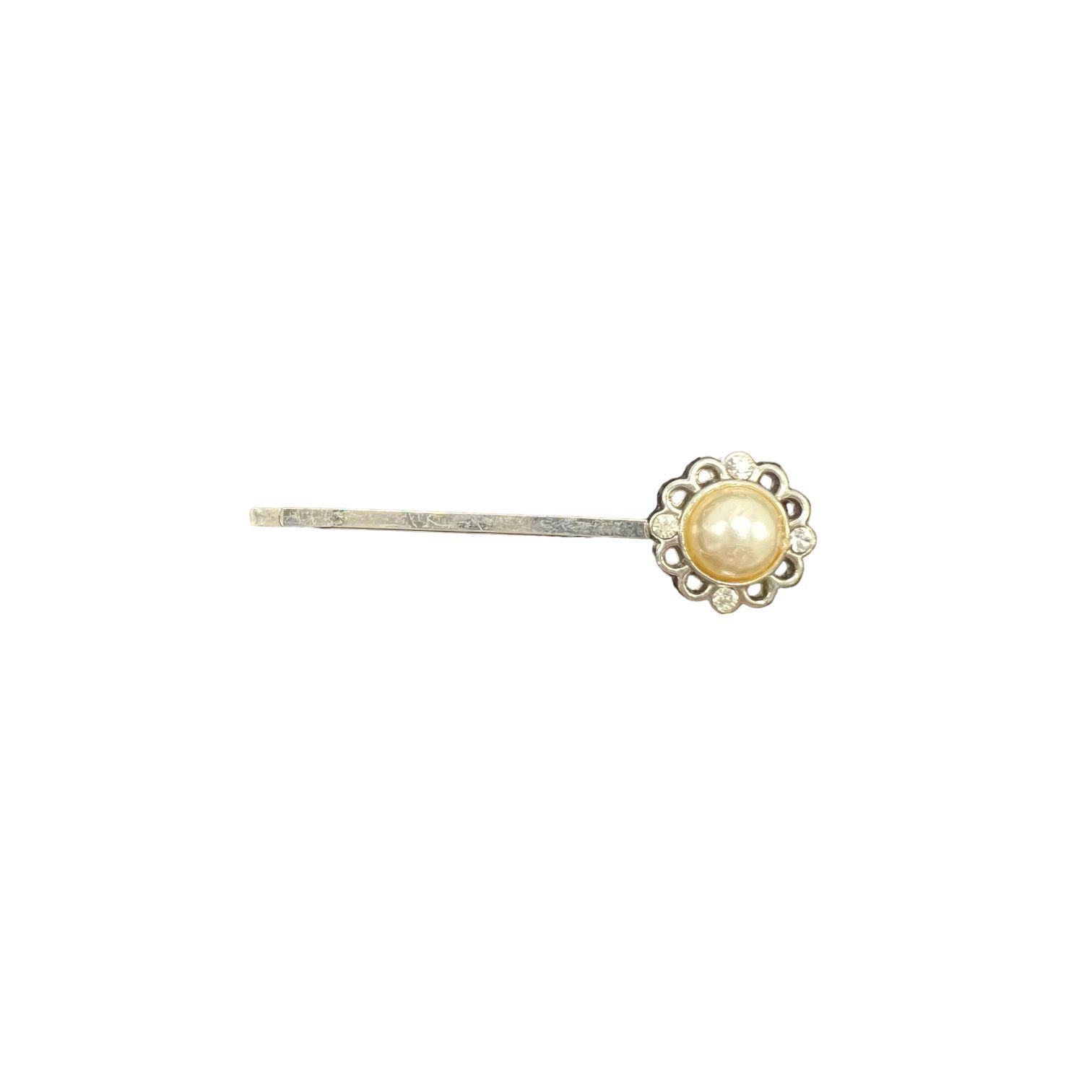 Other Hair Pin Large Faux Pearl with Clear Stones Floral Shape Size ONE SIZE - 1 Thumbnail