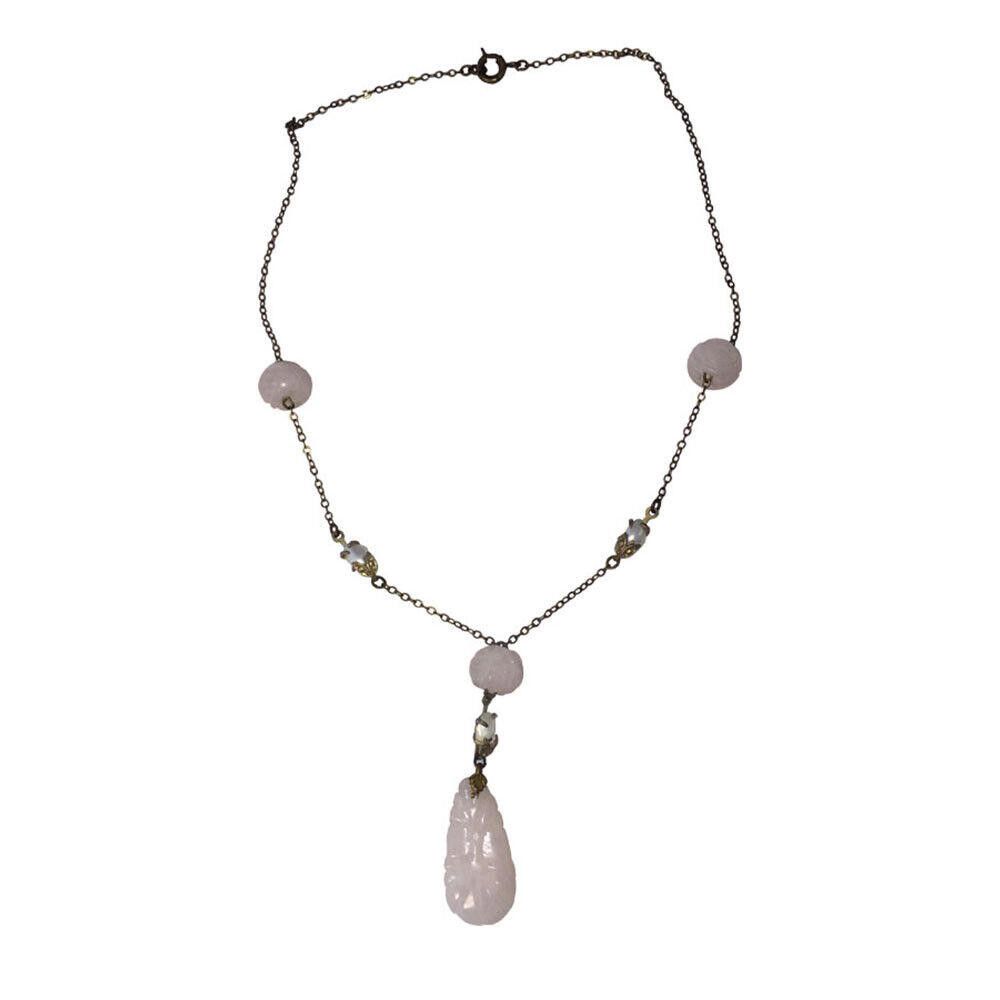 Designer Chinese Art Deco Carved Jadeite Bead & Pearls Necklace Size ONE SIZE - 4 Thumbnail