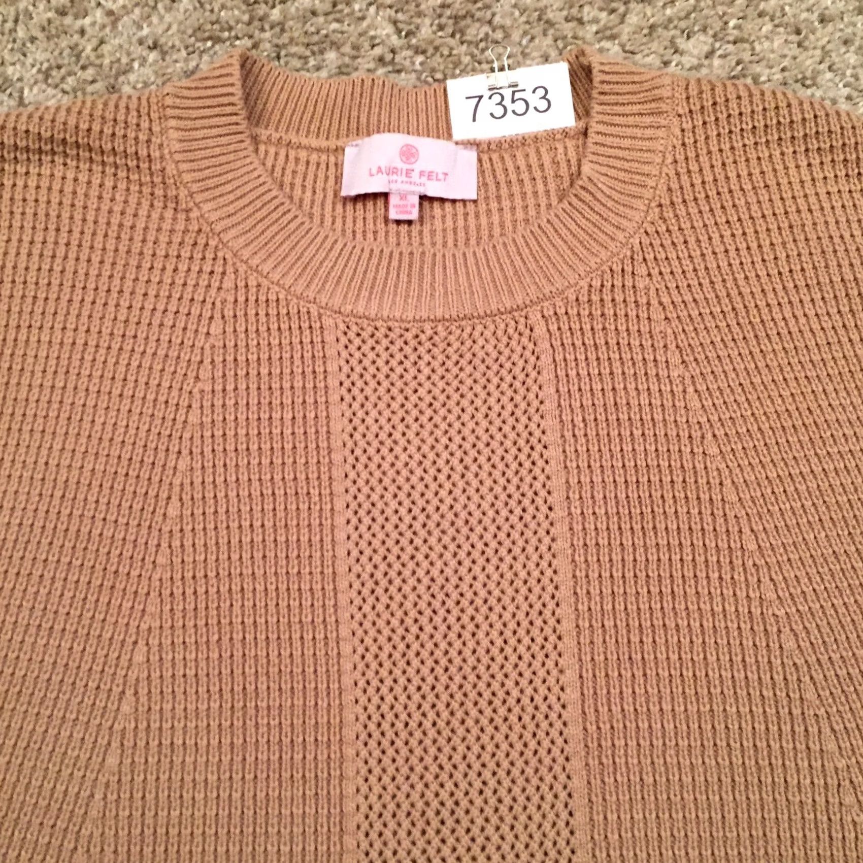 Vintage Laurie Felt Sweater Womens XL Beige Short Sleeve Knit Cotton Blend Size XL / US 12-14 / IT 48-50 - 3 Thumbnail