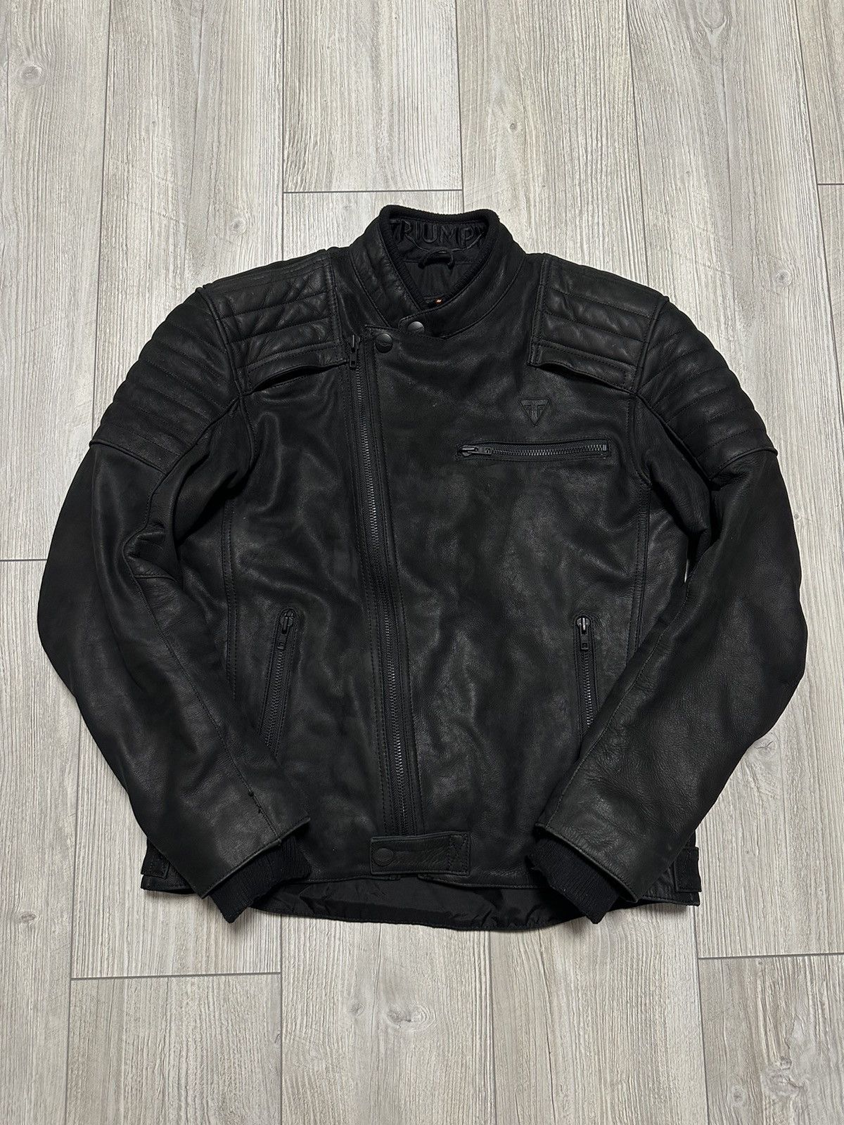 Leather Triumph Motorcycle Black Jacket Mens Leather Size US XL / EU 56 / 4 - 1 Thumbnail