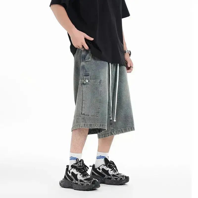 Japanese Brand Wide Leg Baggy Y2K Drawstring Cargo Jorts Size US 30 / EU 46 - 1 Thumbnail