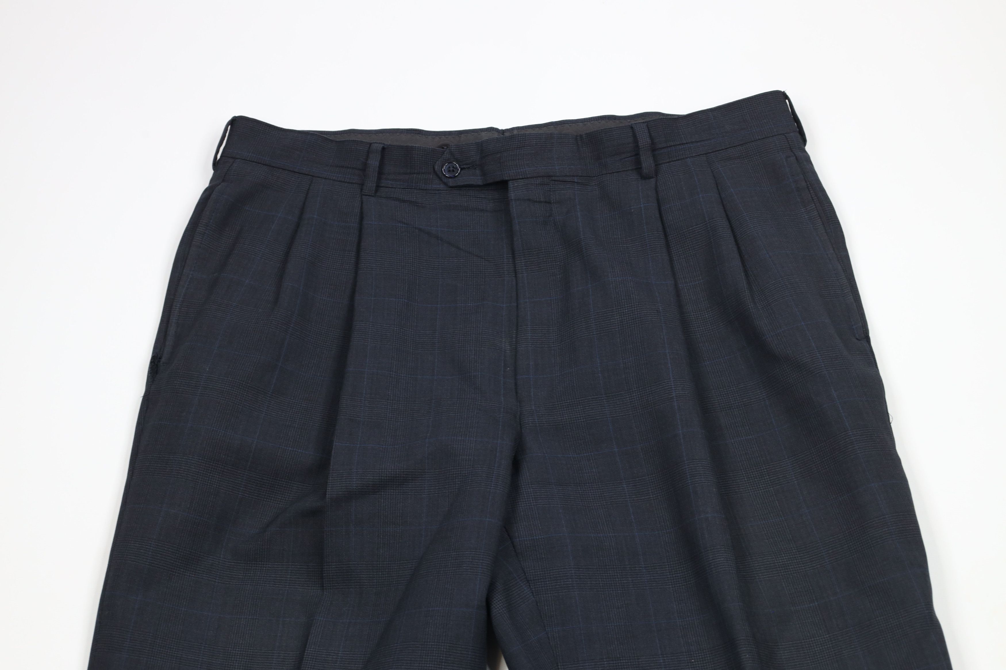 Jos. A. Bank × Vintage Vintage 90s Jos A Bank Wool Wide Leg Chino Pants Plaid Size US 36 / EU 52 - 2 Thumbnail