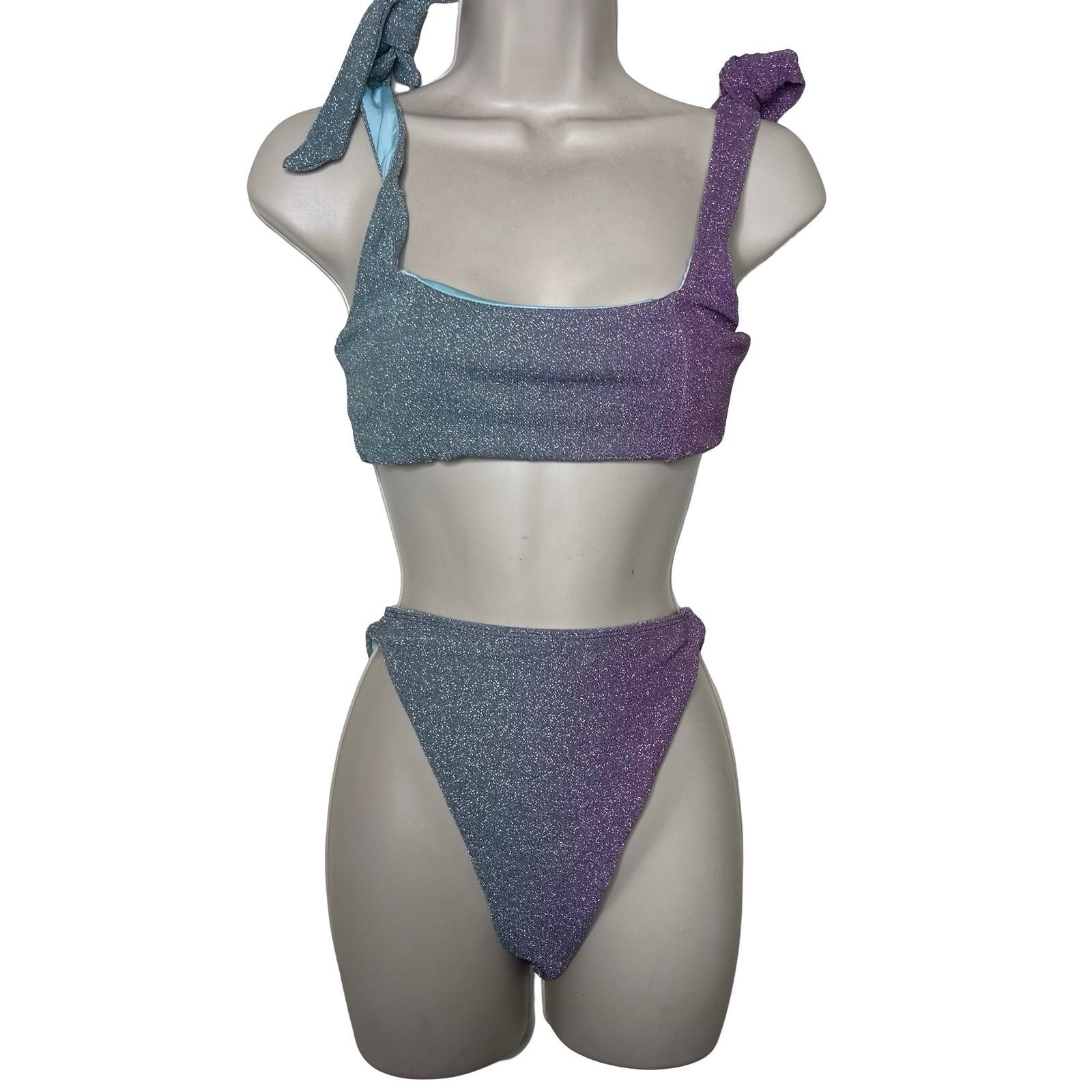 Beach Riot BEACH RIOT Avalon bikini top bottom Metalic Gemstone Ombre S Size ONE SIZE - 2 Thumbnail