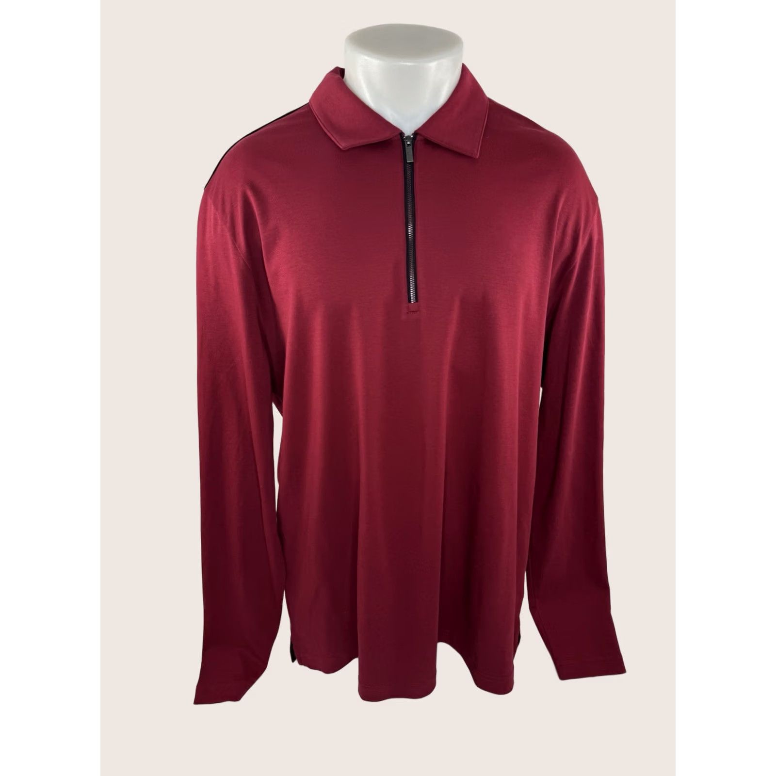 BUGATCHI BUGATCHI Pullover 1/4 Zip Mens XL Polo Sweater Shirt Burgundy Bourdeaux Style Pullover 1/4 Zip Mens XL Shirt Size US XL / EU 56 / 4 - 1 Thumbnail
