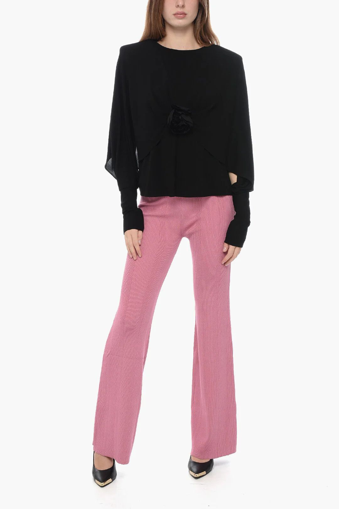 Saint Laurent Paris og1mm0326 Crepe-Jersey Blouse in Black Size M / US 6-8 / IT 42-44 - 4 Thumbnail