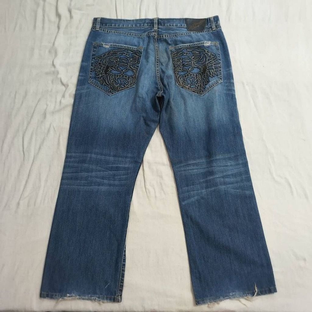 Ed Hardy Ed Hardy tiger embossed wide leg jeans sz 40x34 10657 Size US 40 / EU 56 - 8 Thumbnail