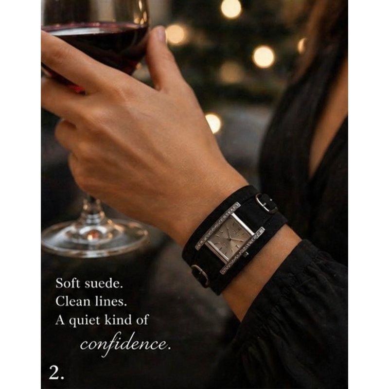 Guess GUESS Black Leather Wrap Watch G66222L Suede Strap Crystal Size ONE SIZE - 10 Thumbnail