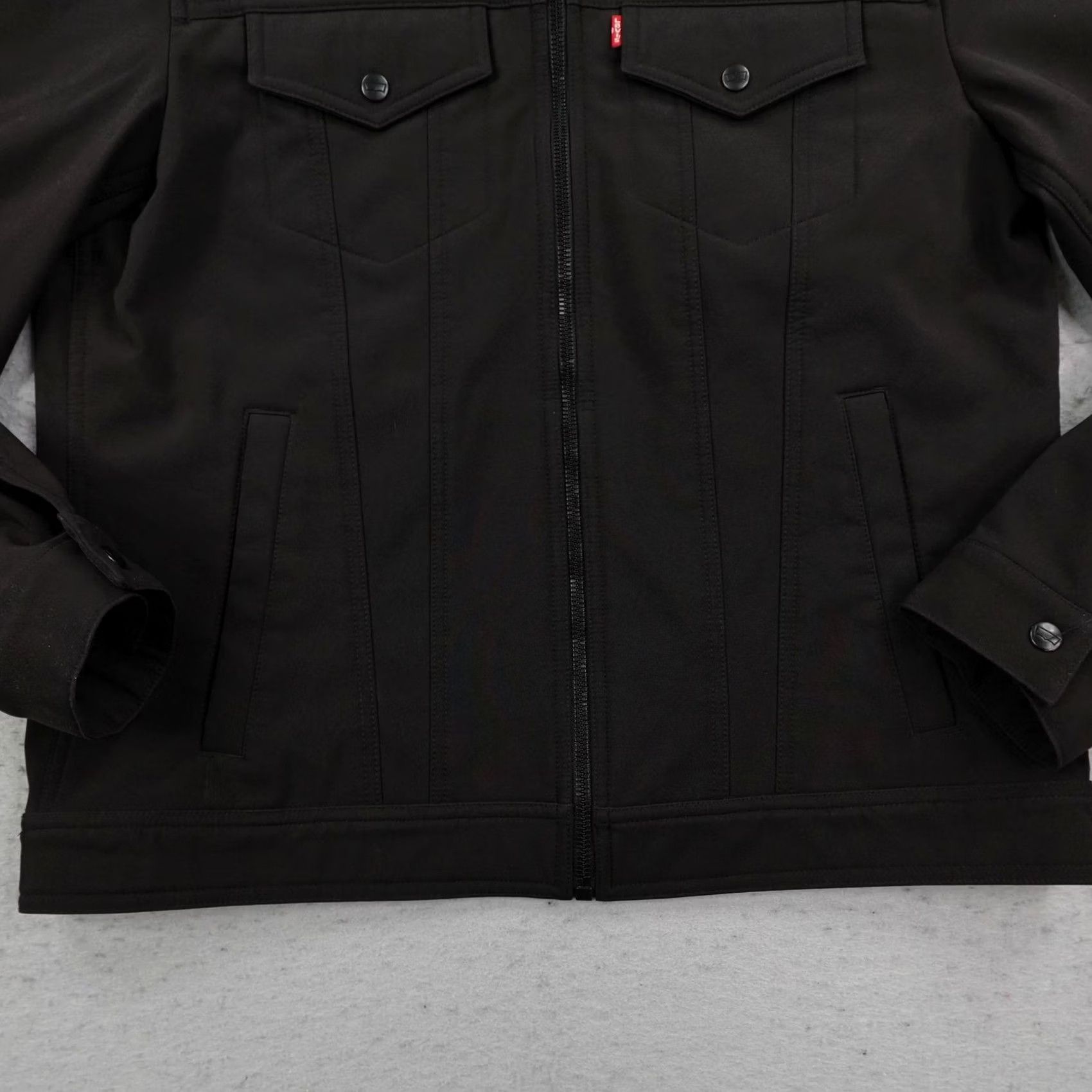 Levi's Levi's Jacket Mens Medium Black Softshell Fleece Lined Full Zip Trucker Coat Size US M / EU 48-50 / 2 - 3 Thumbnail
