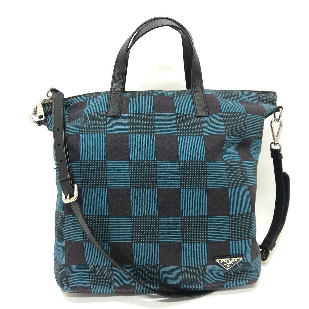 Prada Prada Triangle Logo Check 2 Way Bag Shoulder Diagonal Hanging (E.G. Of A Rocket) Tote Handbag Cotton Women Size ONE SIZE - 1 Thumbnail