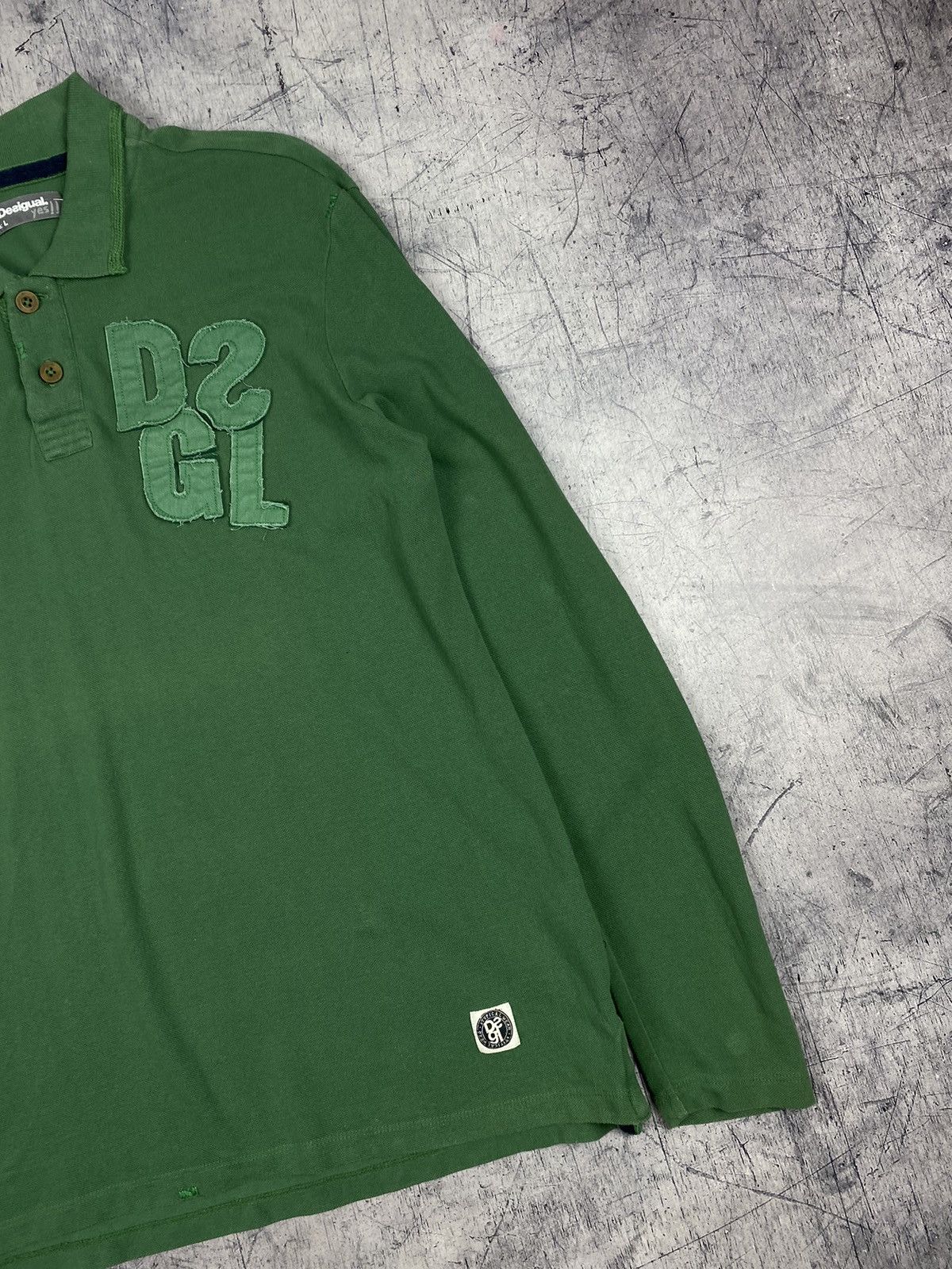 Desigual Desigual Luxury Green Long Sleeve Rugby Polo Shirt Patch Size US L / EU 52-54 / 3 - 4 Thumbnail