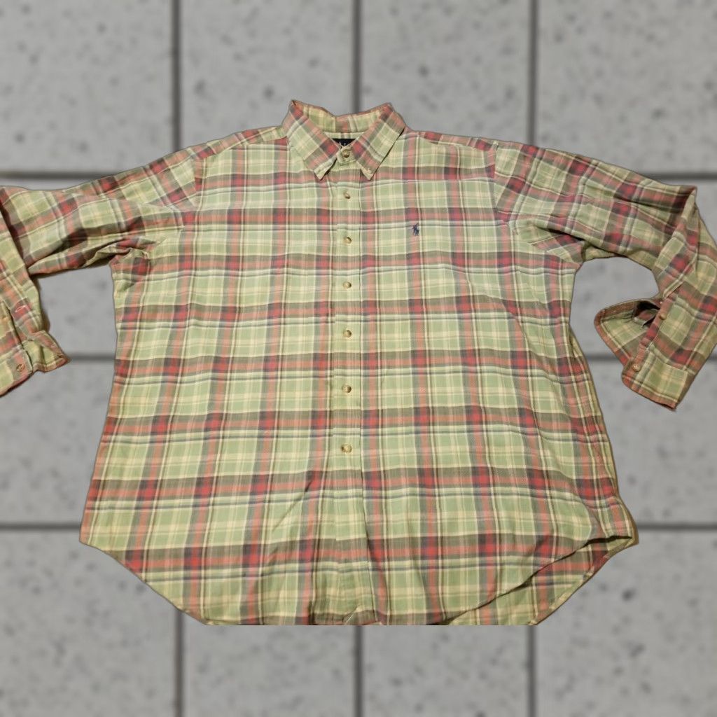 Polo Ralph Lauren Polo Ralph Lauren Dress Shirt Sweater 2XL Green Plaid Button Shacket Mens Size 48R - 1 Thumbnail