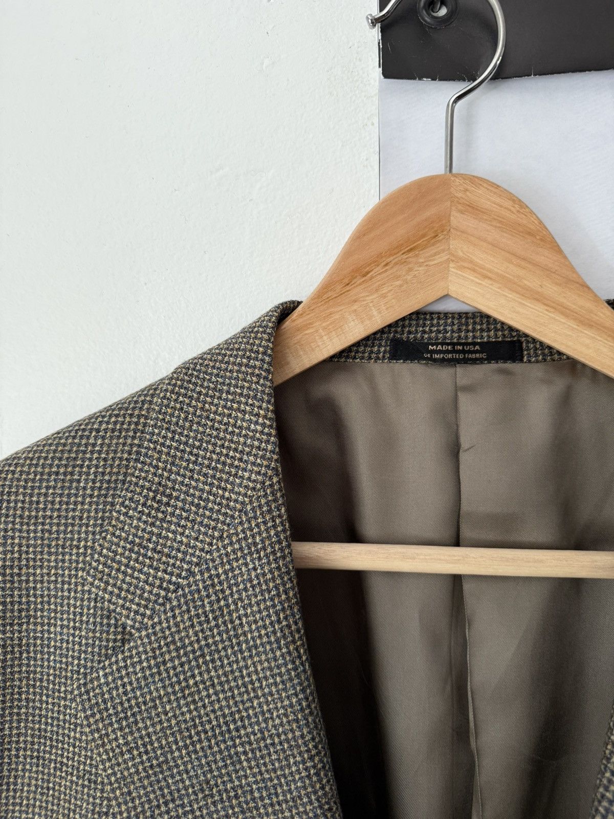 Hart Schaffner Marx Nordstrom Houndstooth Wool Sport Coat Blazer Size 46R - 4 Thumbnail