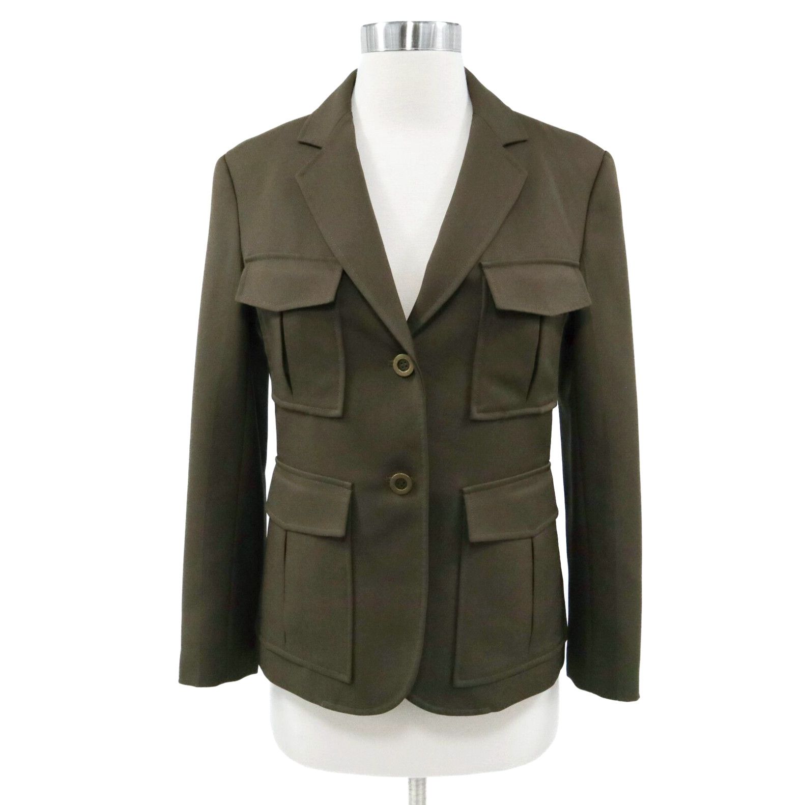 image of Theory Safari Blazer Jacket Womens 2 Olive Green Lackman Prospective Pockets in White (Size XS)